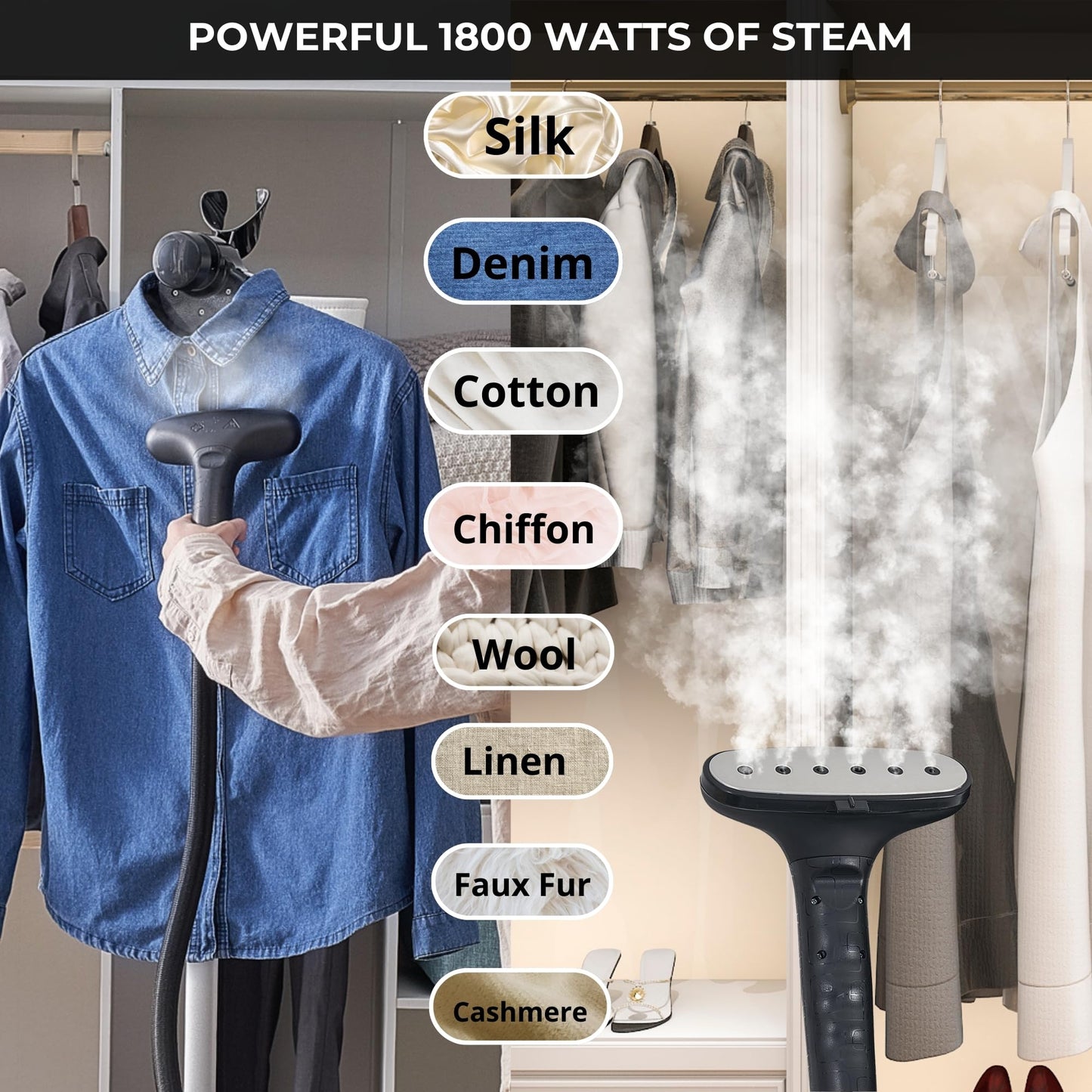 True & Tidy® Pro Commercial Garment Steamer with Extra Large 3L (101 oz) water tank, Heavy Duty with 3 Steam Settings, Aluminum Steam Plate, up to 90 mins