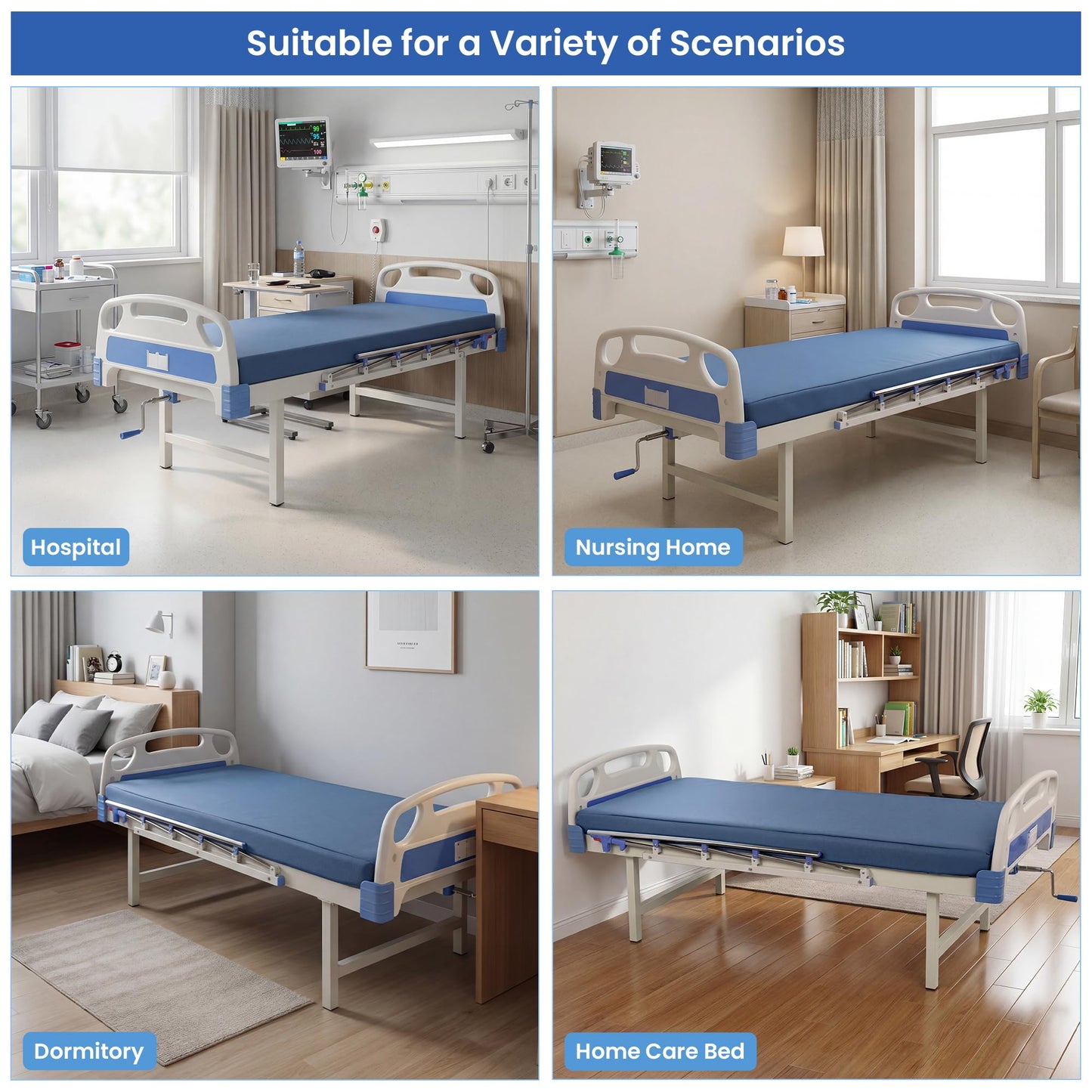 HOMBYS 5-Zone Memory Foam Hospital Bed Mattress for Pressure Relief & Pain Reduction, FDA Registered Medical Mattress for Home or Clinical Use, Waterproof Leakproof Cover, 76"x36"