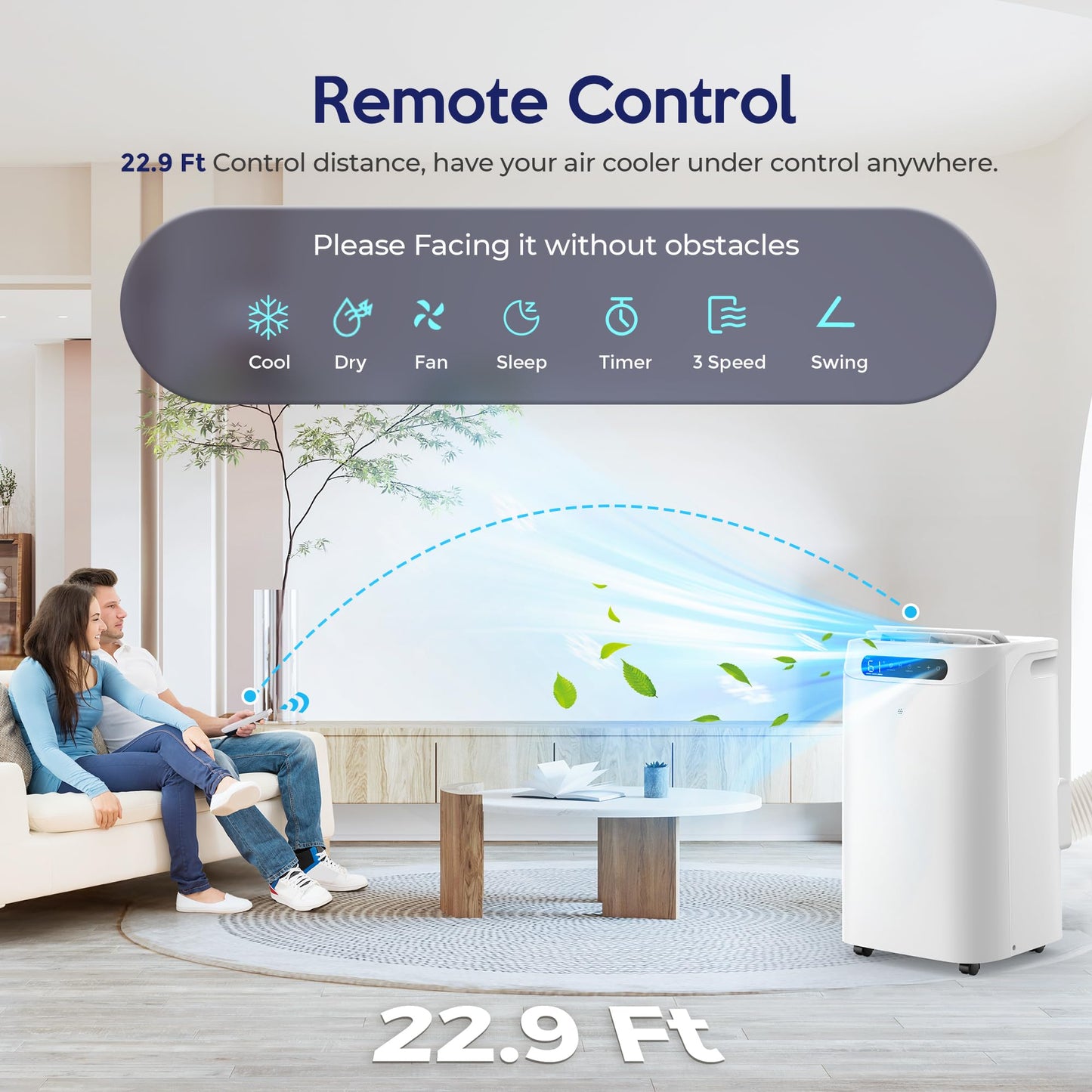 Humhold 14000 BTU Portable Air Conditioners, Remote Control, 3 in 1 Free Stand Smart Cooling Portable AC Unit with Dehumidifier, Fan, Cools Room up to 700 sq.ft, 24H Timer, Windows Sealing Kit