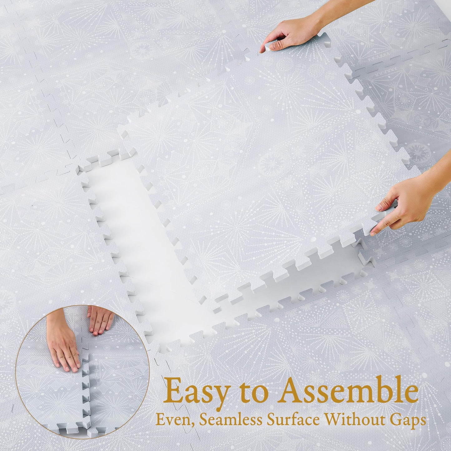 PopsyKosy Premium Baby Floor Play Mat - Thick & Cushioned 0.5 inch Playroom Foam Mat, Non-Toxic Odorless - 6 Tiles - Spacious 6x4 ft. - Stylish & Large, Waterproof for Kids & Toddlers - Lavender Gray