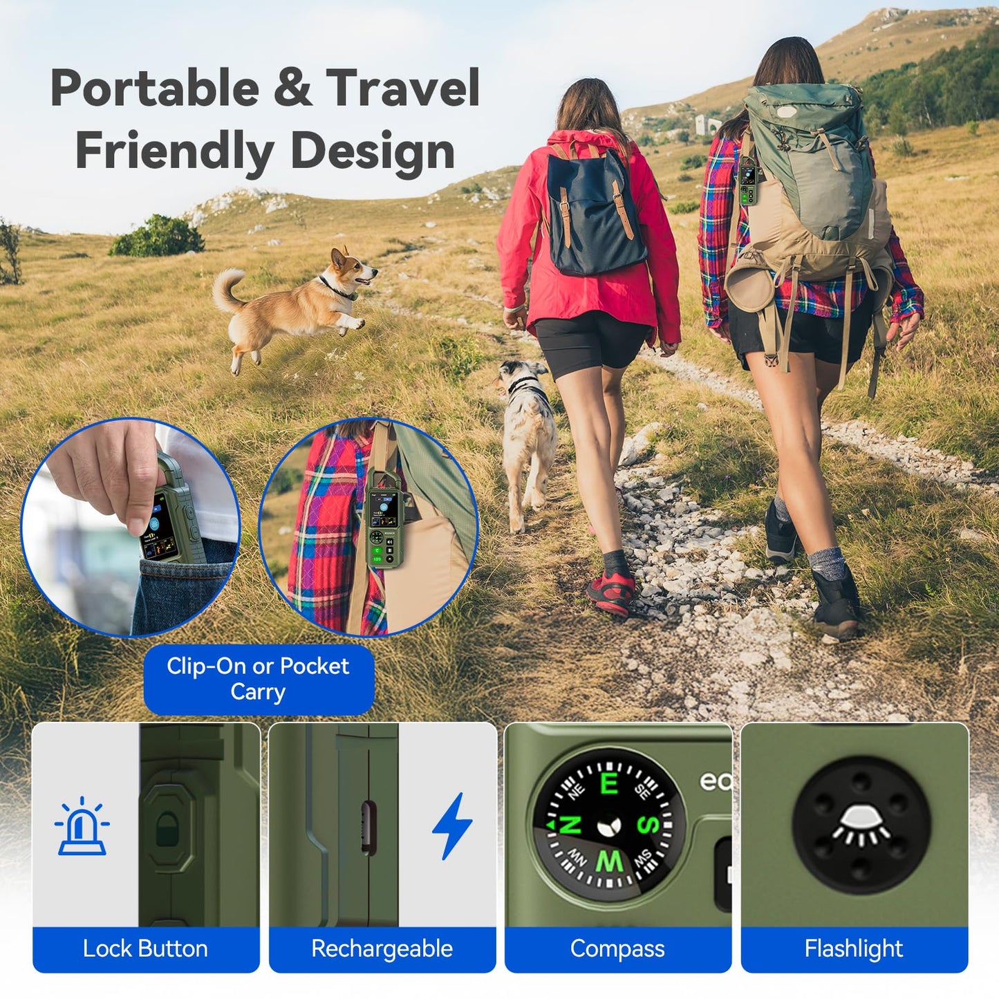 Wireless Dog Fence - Portable Electric Fence, Dog Training Collar, Perimeter Containment System with Adjustable Radius up to 656 ft in Open Areas, Waterproof Rechargeable (Olive Green - for 1 Dog)