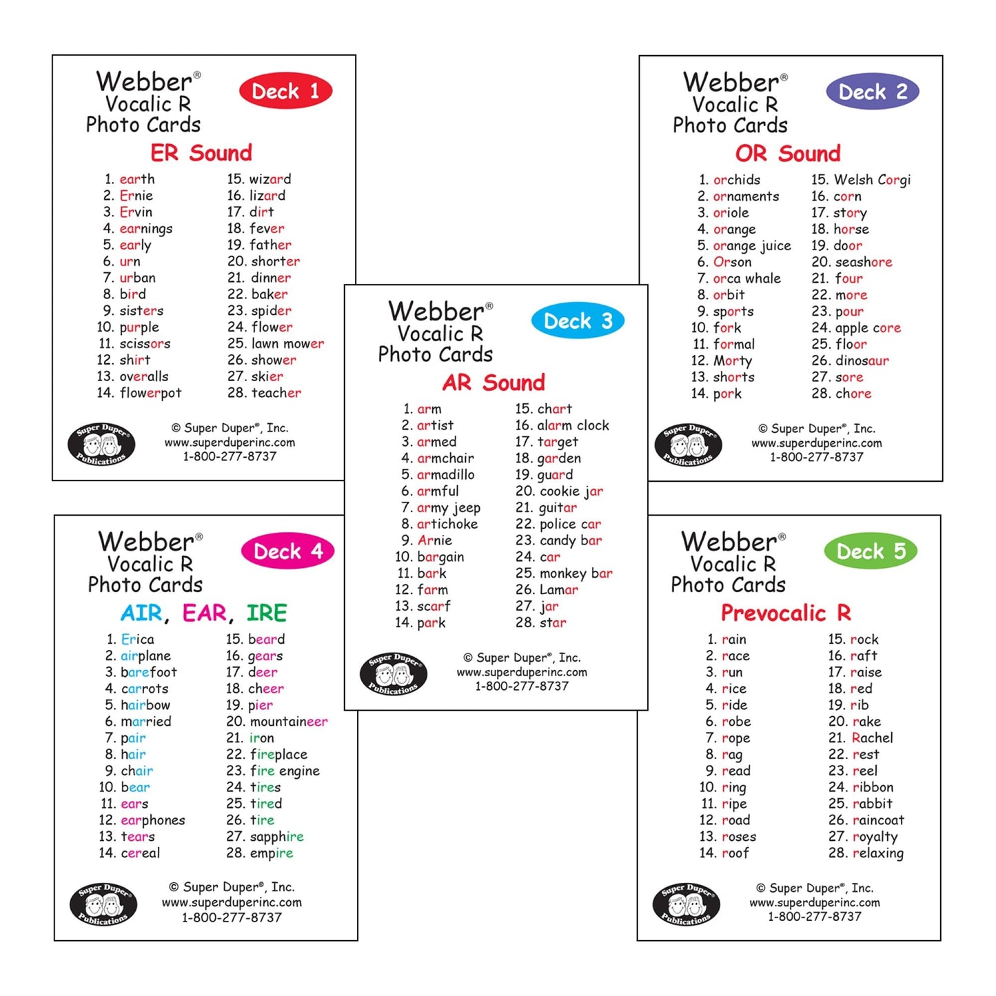 Super Duper Publications | Webber® Vocalic R Photo Card Decks | Educational Learning Resource for Children | Speech Therapy