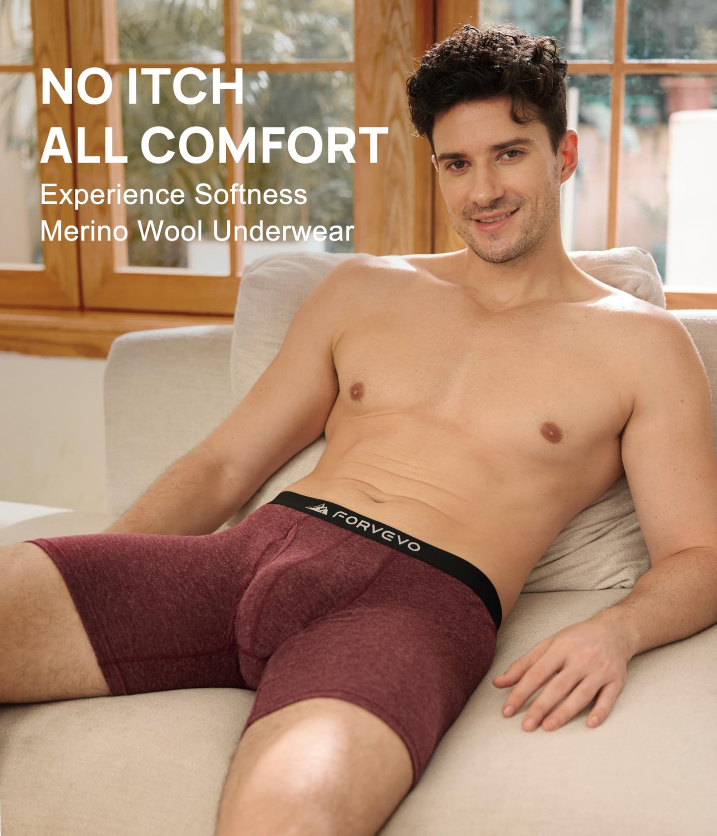 FORVEVO Mens Underwear, Merino Wool Boxer Briefs, Breathable Boxer Shorts for Men Soft Moisture Wicking Pouch Underwear 6 Pack（L, Multicolor03