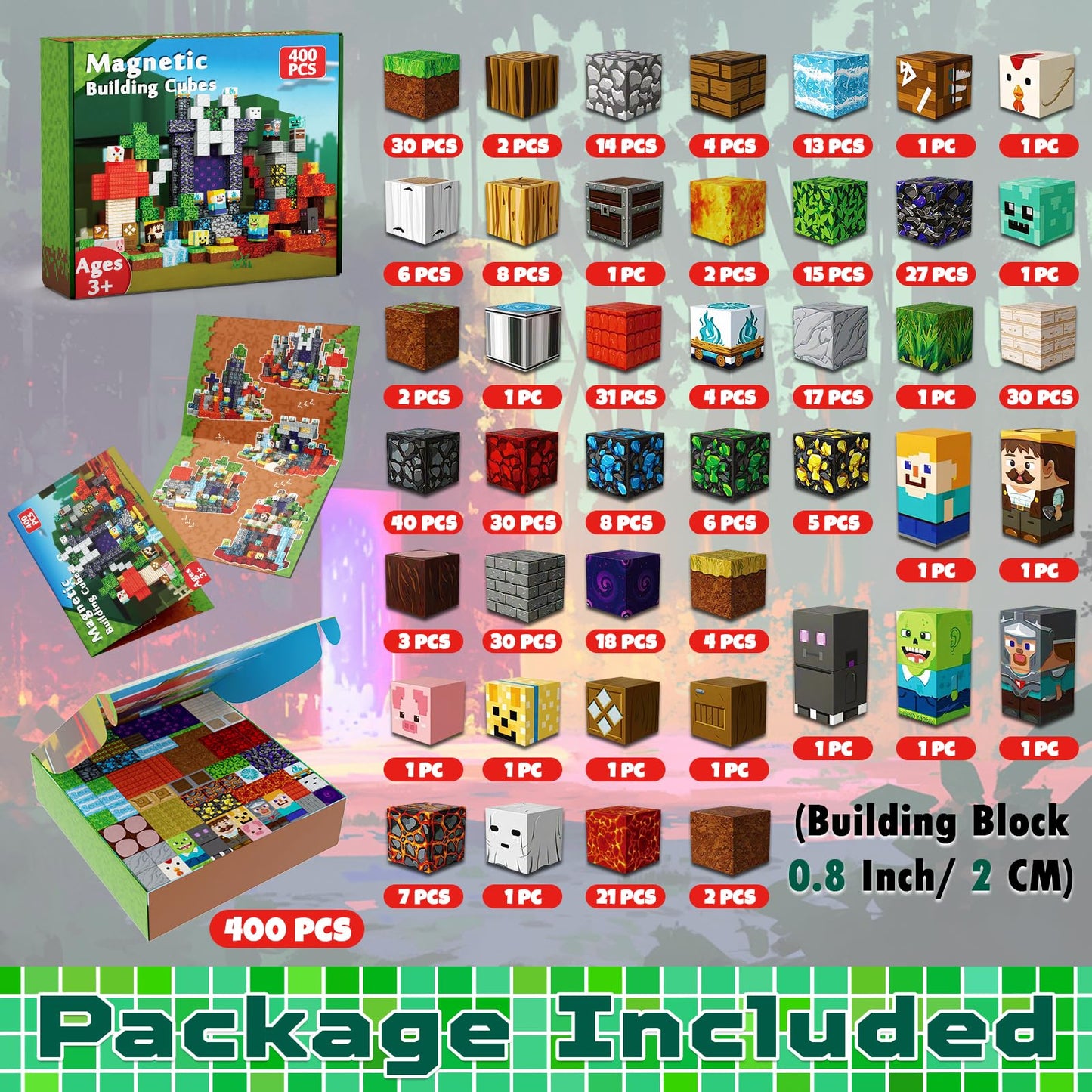 Annexfun Magnetic Blocks - 400PCS Magnetic Building Blocks Toys Forest Portal, Magnetic Tiles Kids Build Cubes 2026 Upgraded STEM Game Toys, Christmas Birthday Gifts for Boys & Girls Ages 3+