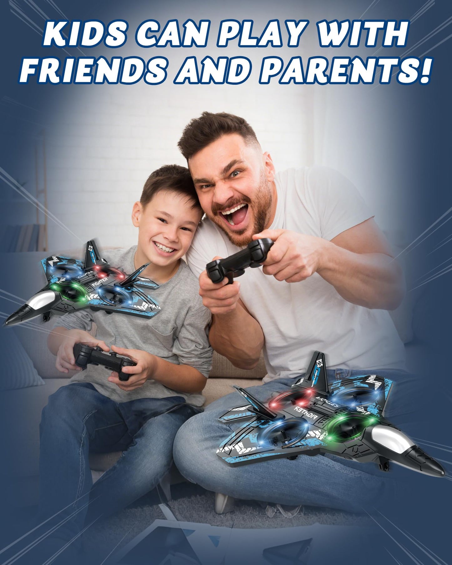 JoyRapt Drones for Kids Form RC Plane, Remote Control Airplane, Aircrafts Toys for Boys and Girls, Jet Helicopter Drones with LED Lights 360° Flip, Gifts for 6 8 10 Year Old Boys 2 Rechargeable Batteries