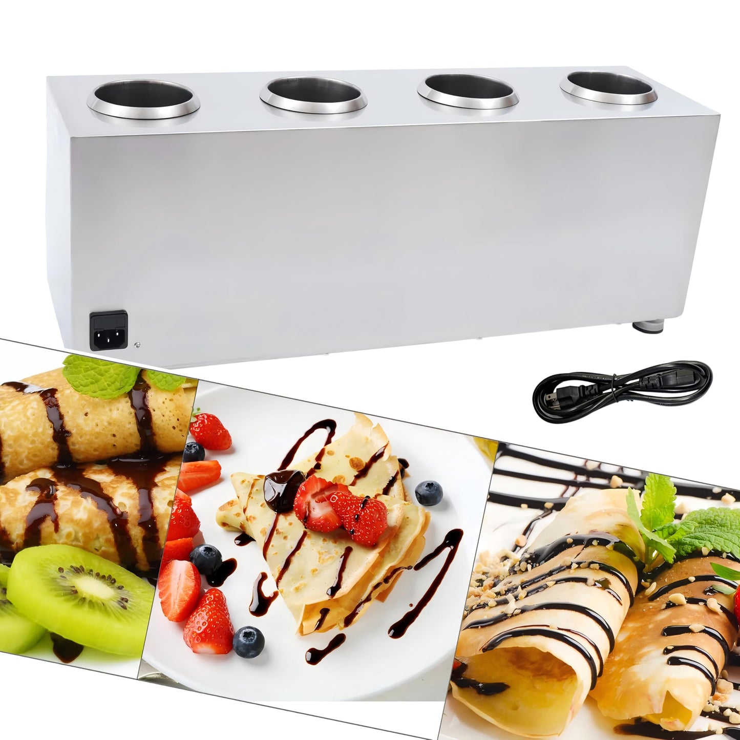 Commercial Electric Sauce Warmer Electric Cheese Sauce Warmer Hot Fudge Warmer Dispenser Cheese Dispenser Warmer with 4 Pump(110v/60Hz)