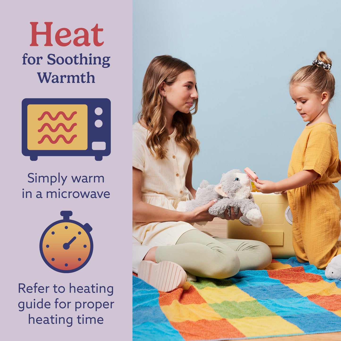 warmies Microwavable & Weighted Stuffed Animals, Laying Down Gray Cat - Heated Stuffed Animal Plushie for Warmth & Comfort - Cute Soft Plush Toys for Boys, Girls, Babies & Toddlers
