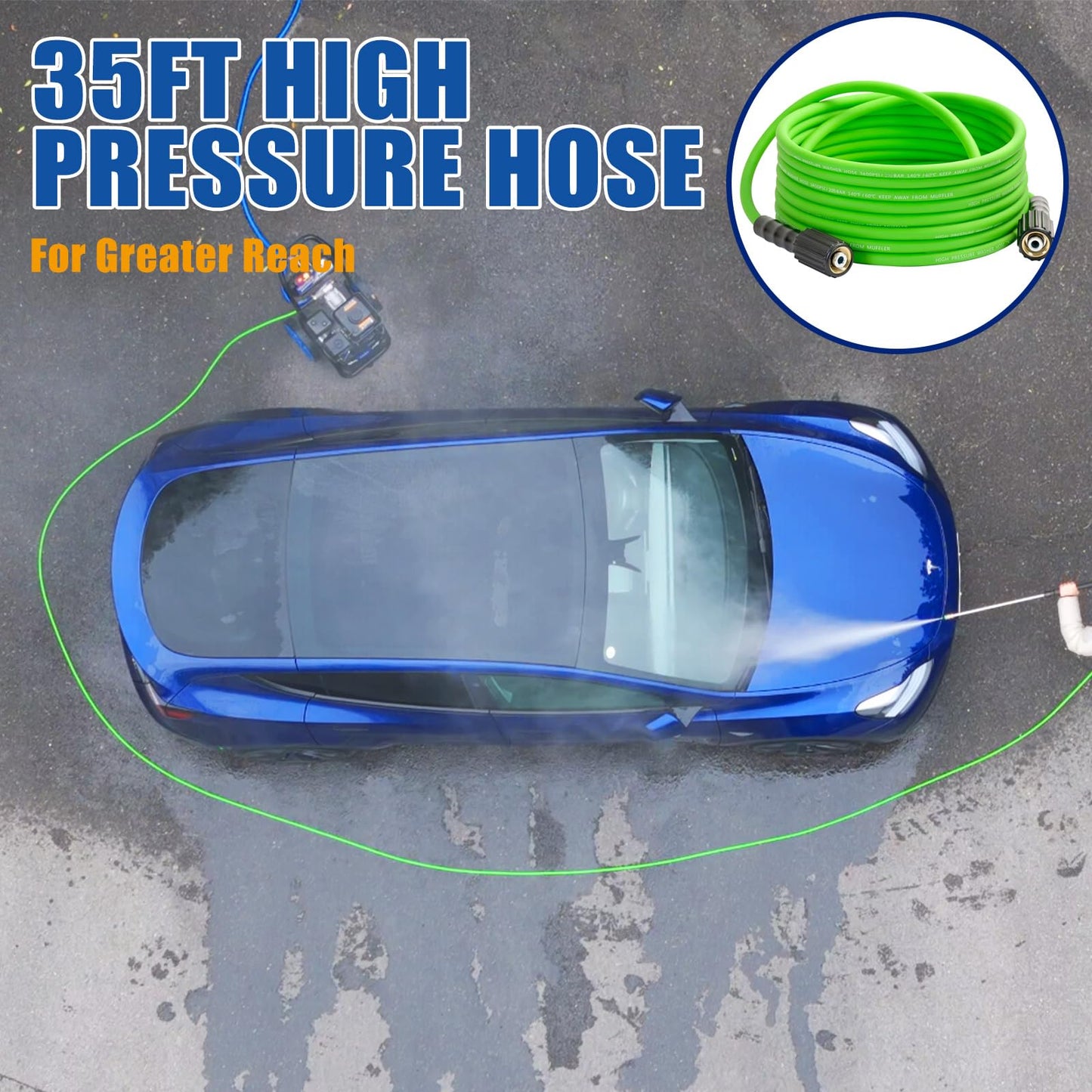 TOOLCY 3400 PSI Gas Pressure Washer, 2.8 GPM Gas Powered Power Washer with Soap Tank, Reinforced Pump & 212cc OHV Engine, 35 FT Pressure Hose, Quick Connect Swivel Pressure Gun, 5 Nozzles for Homes