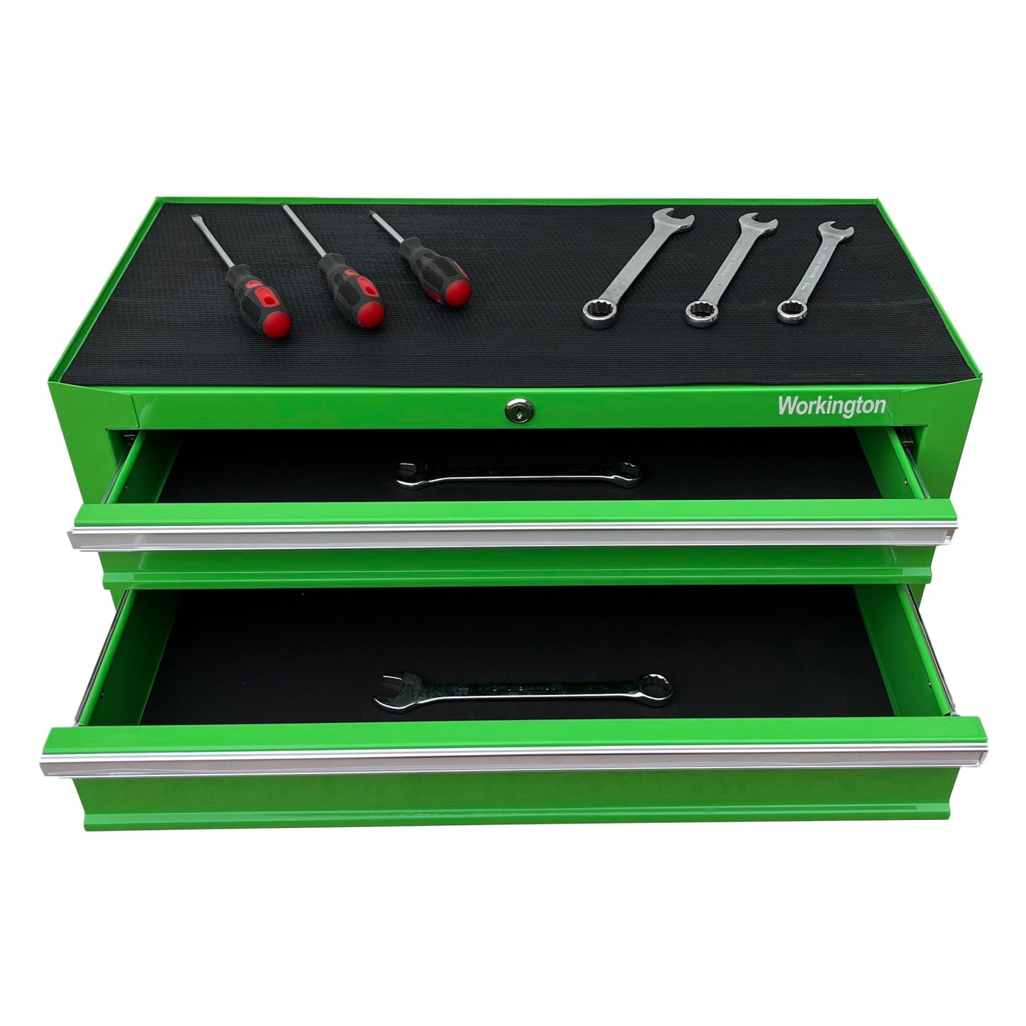 Workington Industrial 2 Drawers Portable Metal Intermediate Box, 26" Middle Tool Chest Cabinet with Ball Bearing Drawer Slides, Steel Tool Storage Box Organizer 4008 Green