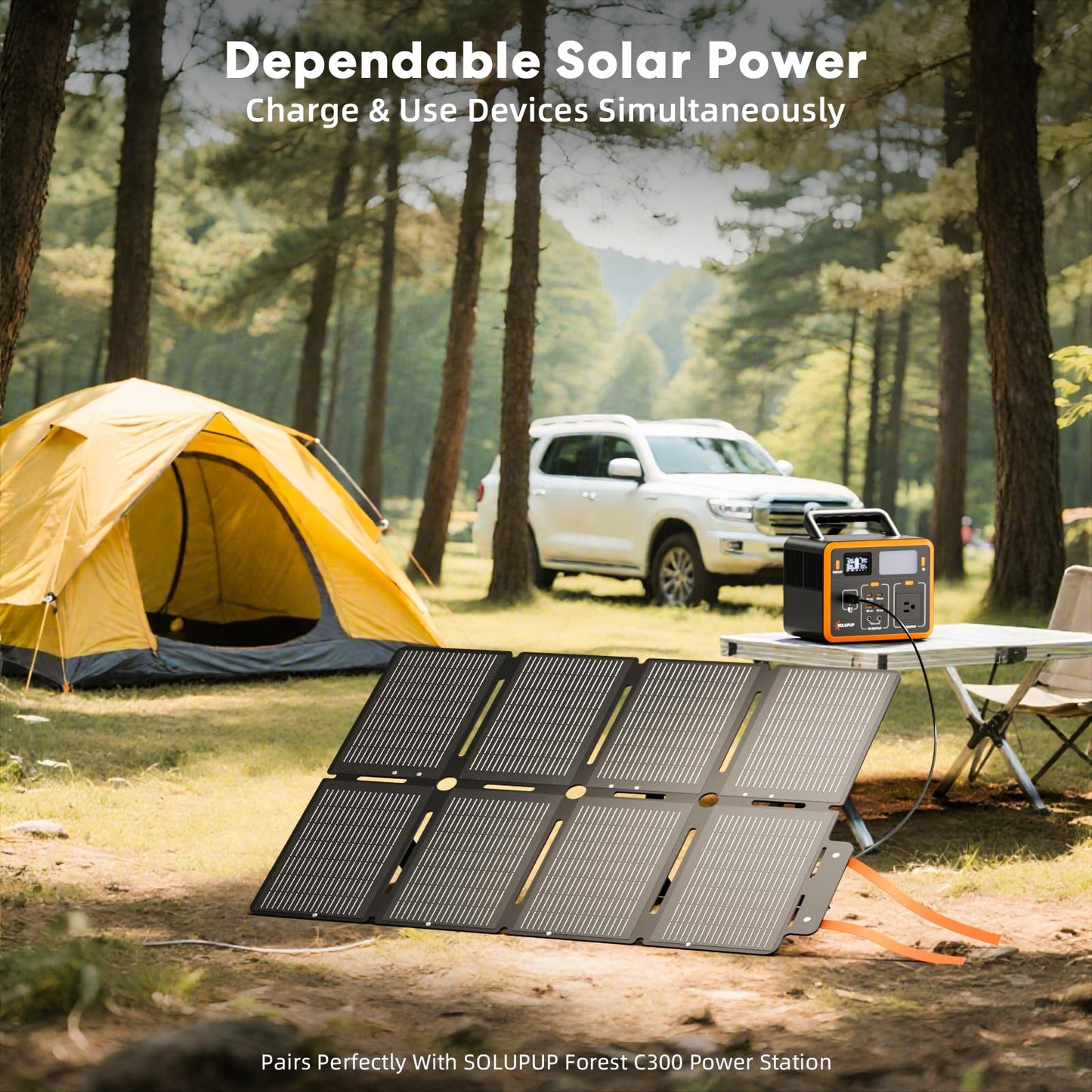 SOLUPUP 288Wh Solar Generator with 100W Foldable Solar Panel, Portable Power Station & Battery Bank Included 8-Fold Design Solar Panel for Camping, RV, Outdoor Adventures