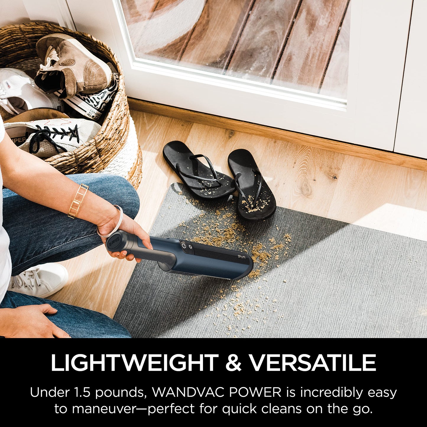 Shark WV410BL WANDVAC Cordless Hand Vacuum, Ultra-Lightweight & Portable with Powerful Suction & Tools for Pets, Designed for Car & Home, Dark Blue