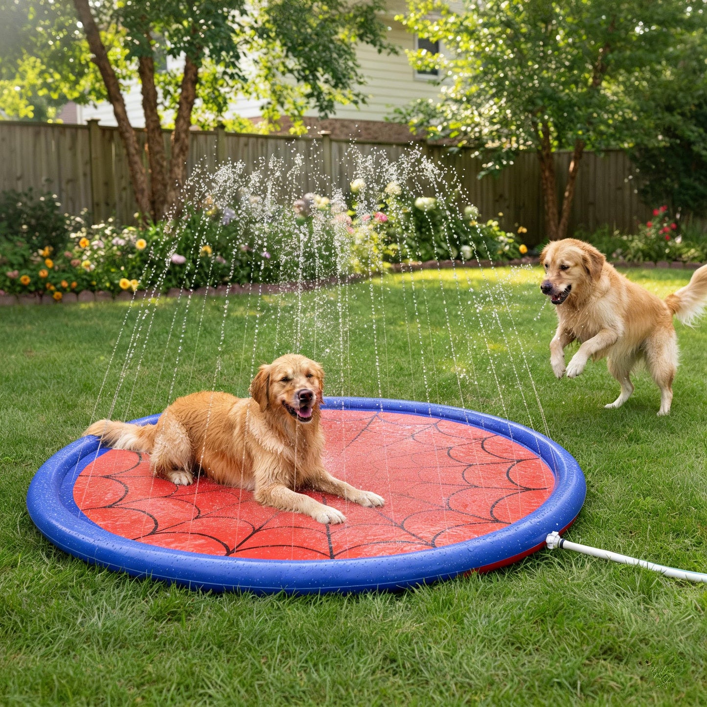 Splash Pad for Kids & Dogs, Upgrade Non-Slip Thicken Backyard Sprinkler Water Pad, Toddler Sprinkler Pool, Summer Outdoor Water Toys