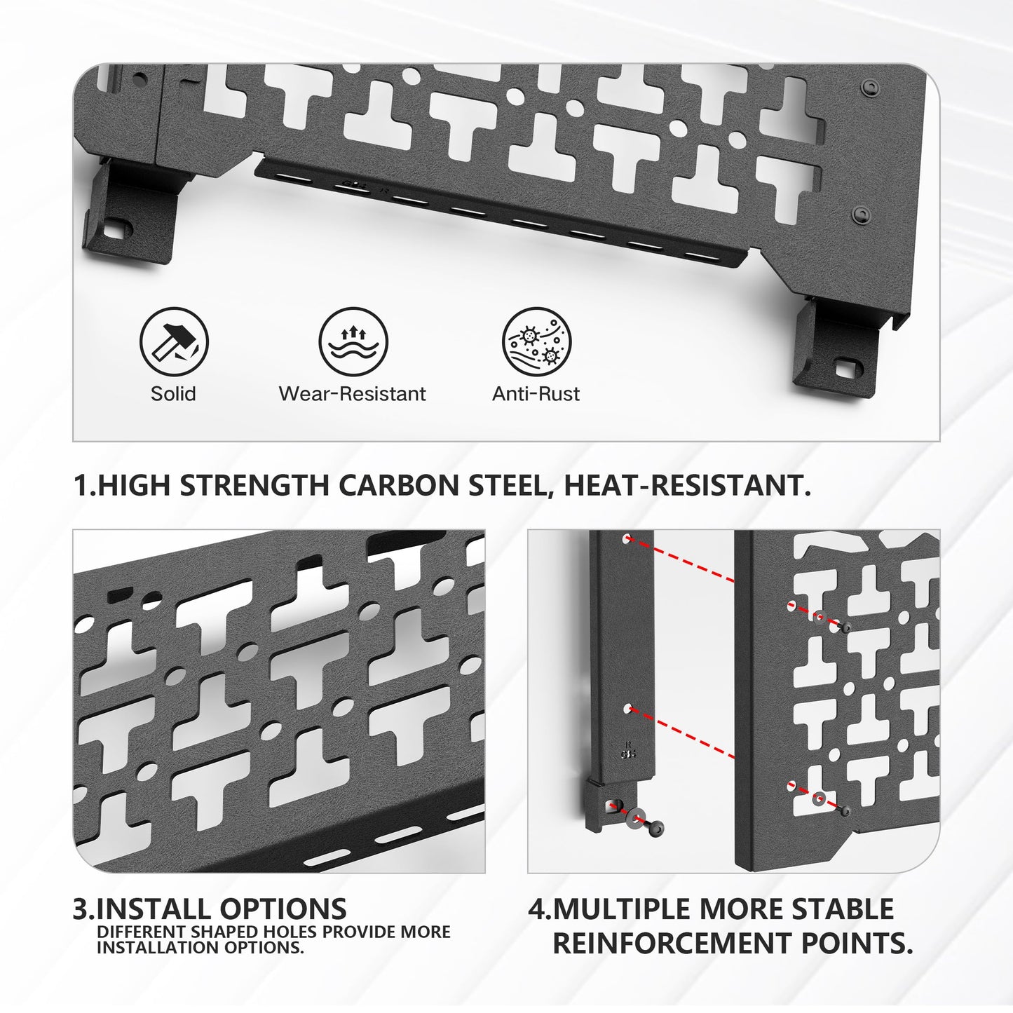 YZONA Truck Bed Molle Panel Compatible with 2024 2025 Tesla Cybertruck Metal Molle Panel Aluminum Material Compatible with Tesla Cybertruck Accessories (2-Pcs)