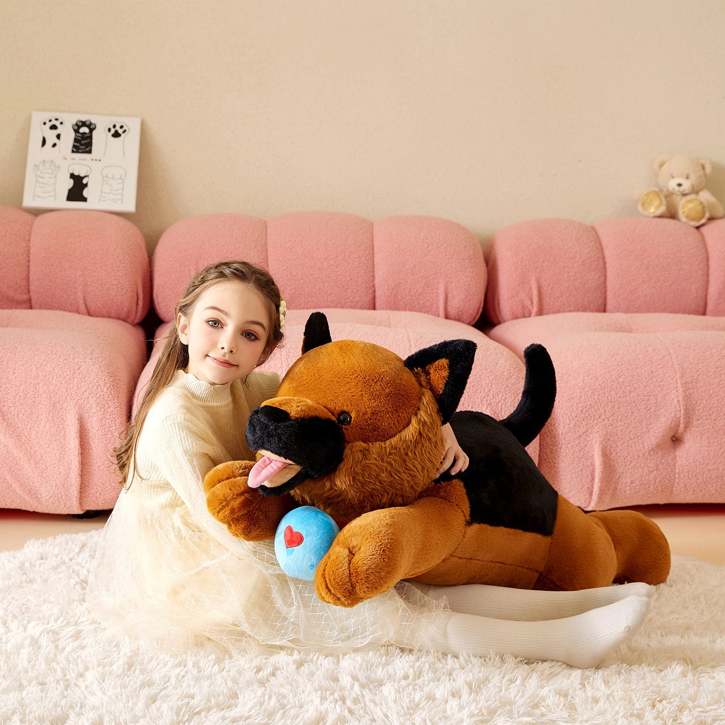Tumyay Giant German Shepherd Dog Stuffed Animal Plush Soft Toy,30" Large Cuddly Puppy Toys Jumbo Cute Big Size Huge Plushy Plushie,Birthday Gifts for Kid