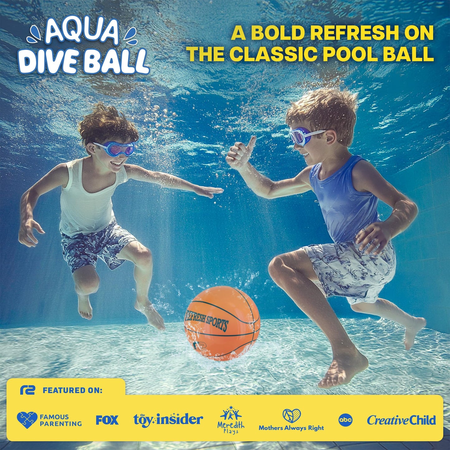 Aqua Dive Pool Ball Basketball – Water Pool Toys for Kids Ages 4-12 – Dribble, Pass & Shoot Underwater – Outdoor Beach Toy for Summer Fun – 6" Water Game for Boys & Girls Ages 5 6 7 8 9 10 11 12+