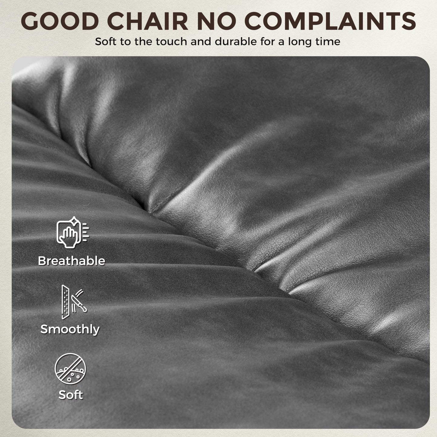 EUREKA ERGONOMIC Mid-Century Vintage Office Chair, Faux Leather Executive Desk Chair with Unique Ball Casters and Fixed Footrest Ring, Brown Retro Swivel Chair for Home Office and Study, Gray