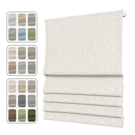 SLKWDOBD Cordless Roman Shades for Windows, Light Filtering or Blackout Roman Blinds, Thermal Insulated, UV Protection, Privacy, Customizable Size for Home, Office, Drill Basic Type