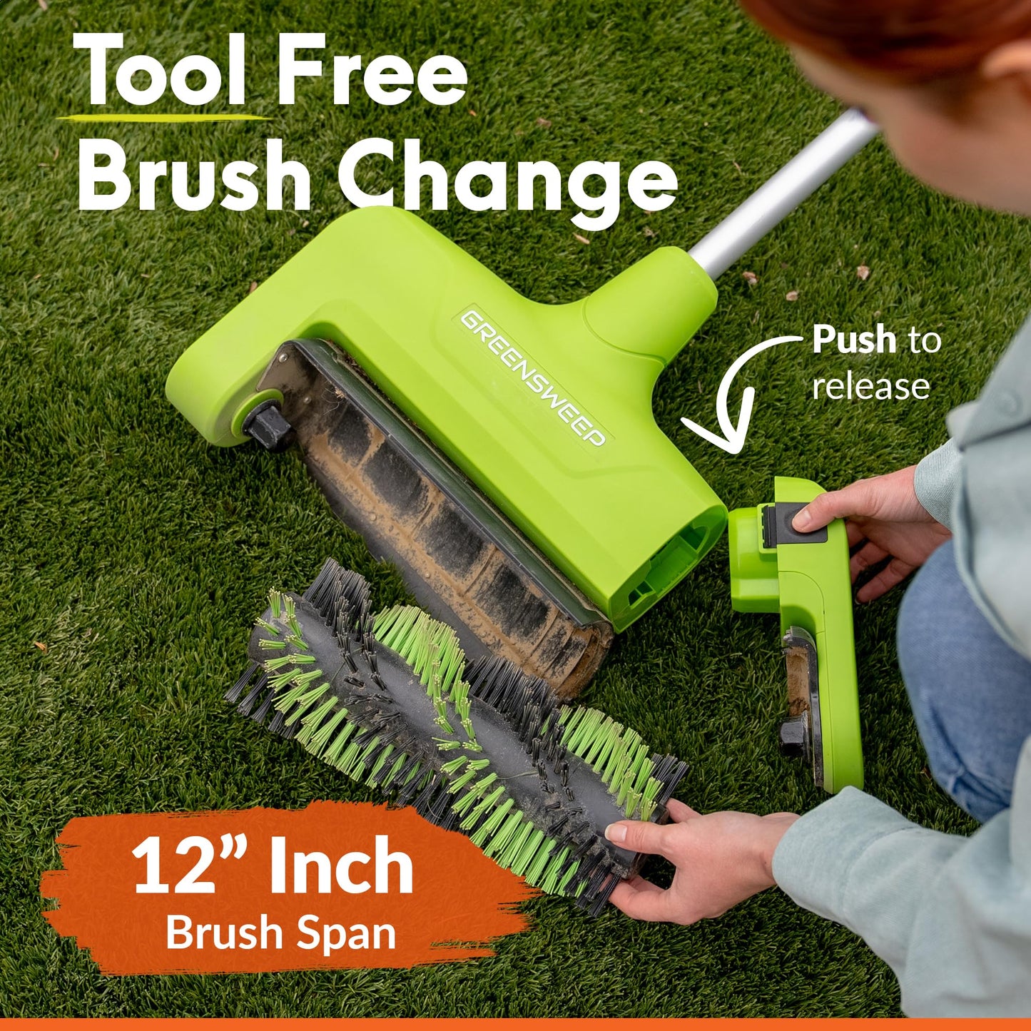 GreenSweep Reviver | Artificial Grass Electric Power Brush, Mains-Powered Turf Cleaner, Lightweight Compact Design, Restores Flattened Turf & Removes Dirt