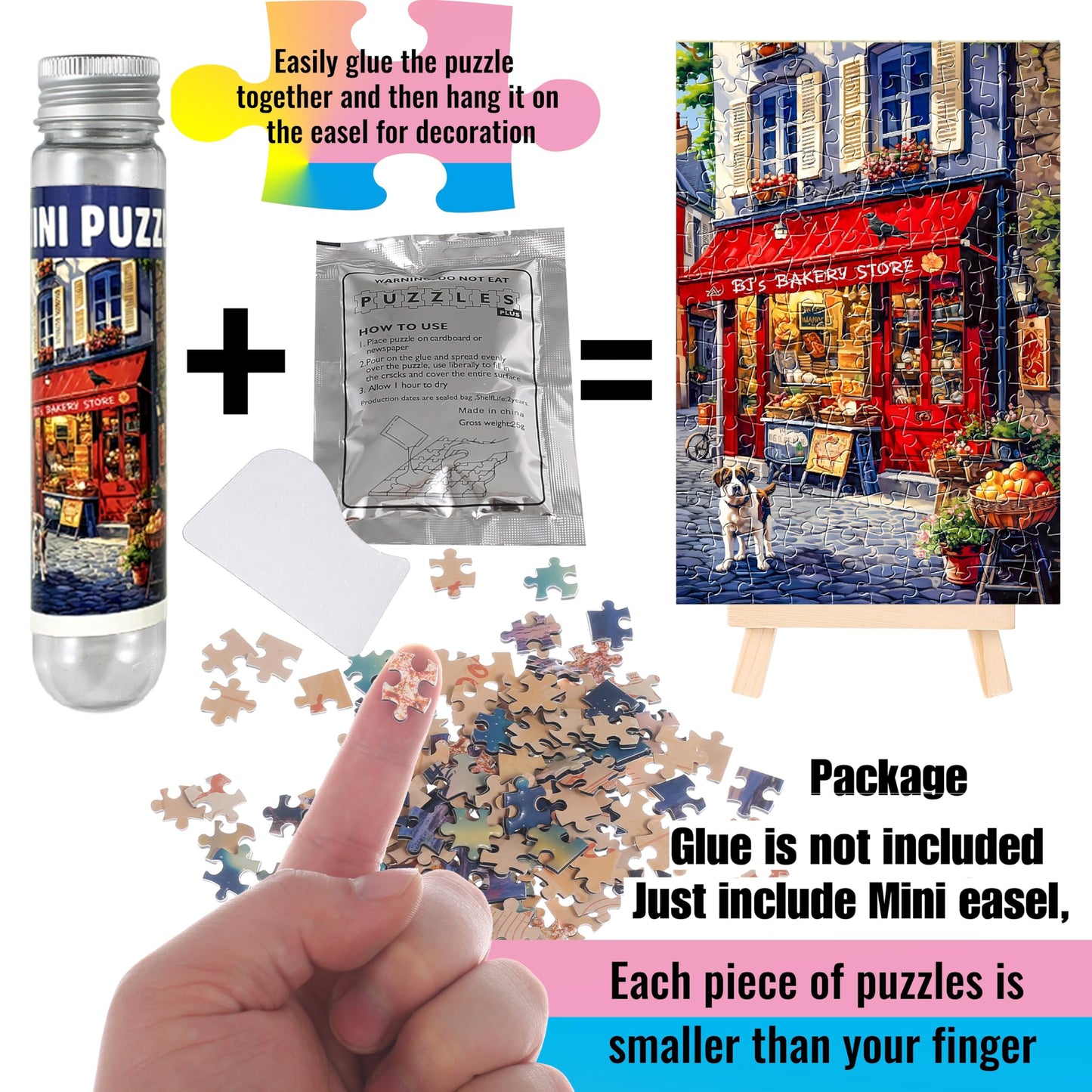BJscoe 3 Packs Mini Jigsaw Puzzles, 150 Pieces Each, Vintage Streetscape Oil Painting, Retro Style, Cardboard Material, 6 x 4 Inches, 3 Count, For Adults