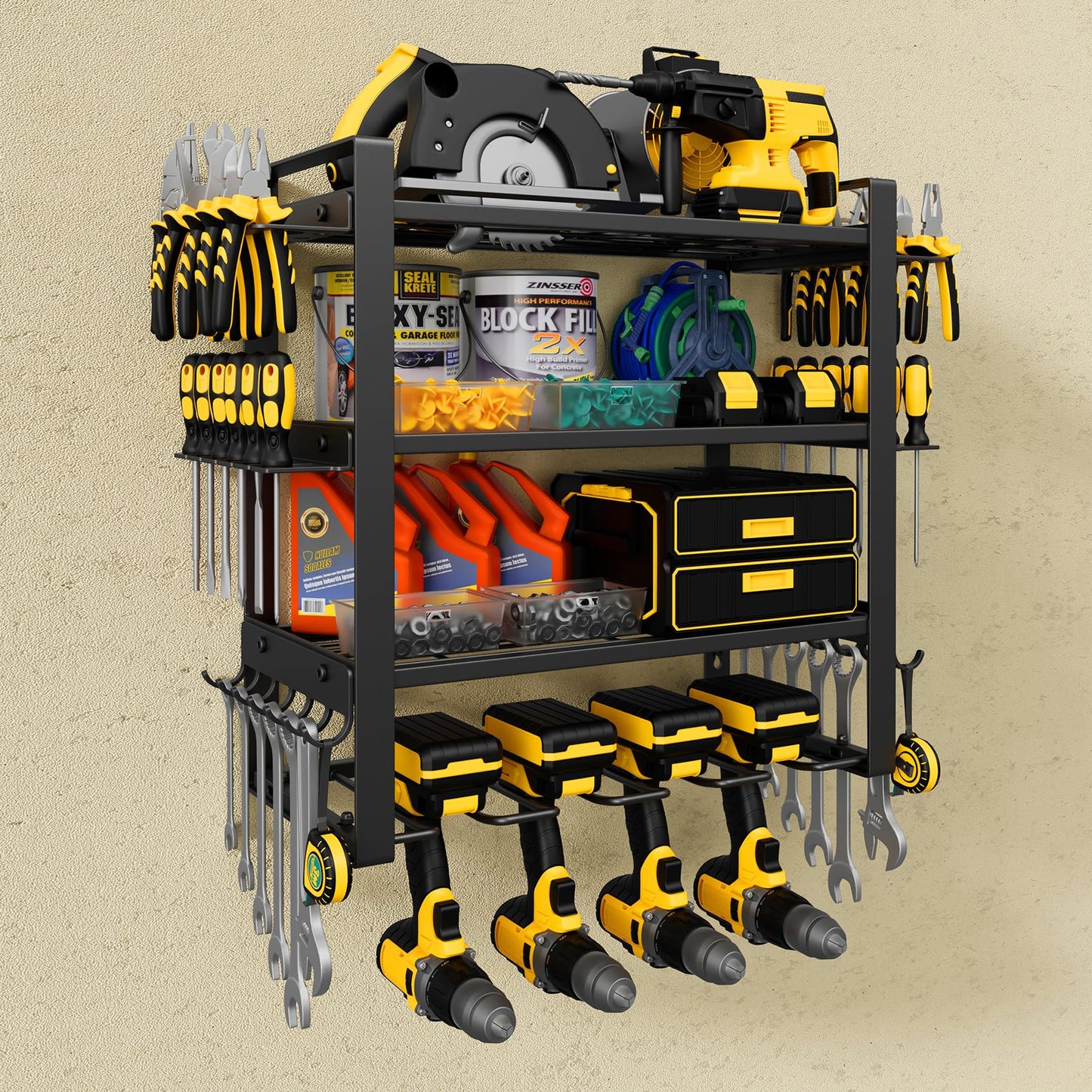 Jusgym 3X6FT Overhead Garage Storage Rack and Power Tool Organizer Wall Mount