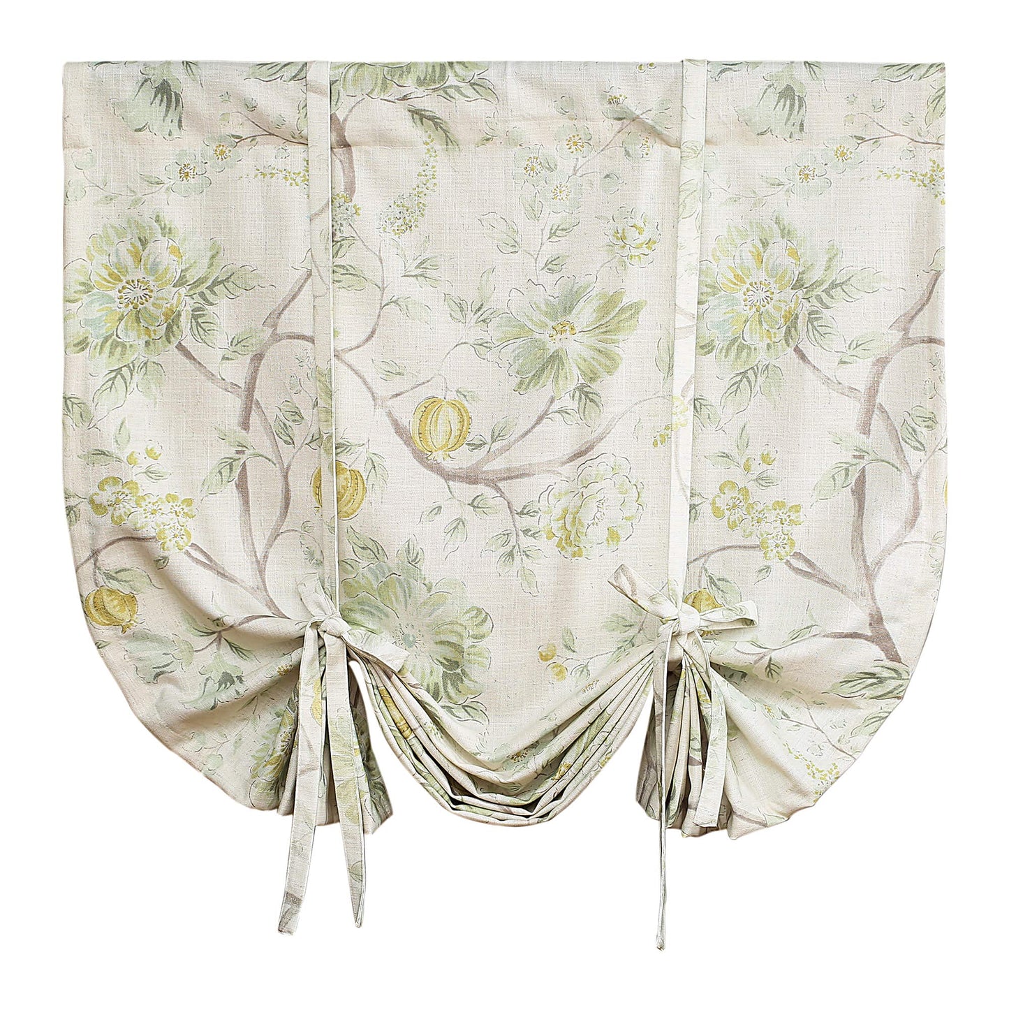 Leeva Green Tie Up Valances Curtains for Living Room, Watercolor Floral Thermal Insulated Adjustable Balloon Rod Pocket Windows Shade for Dining Room, One Panel, 42 x 63