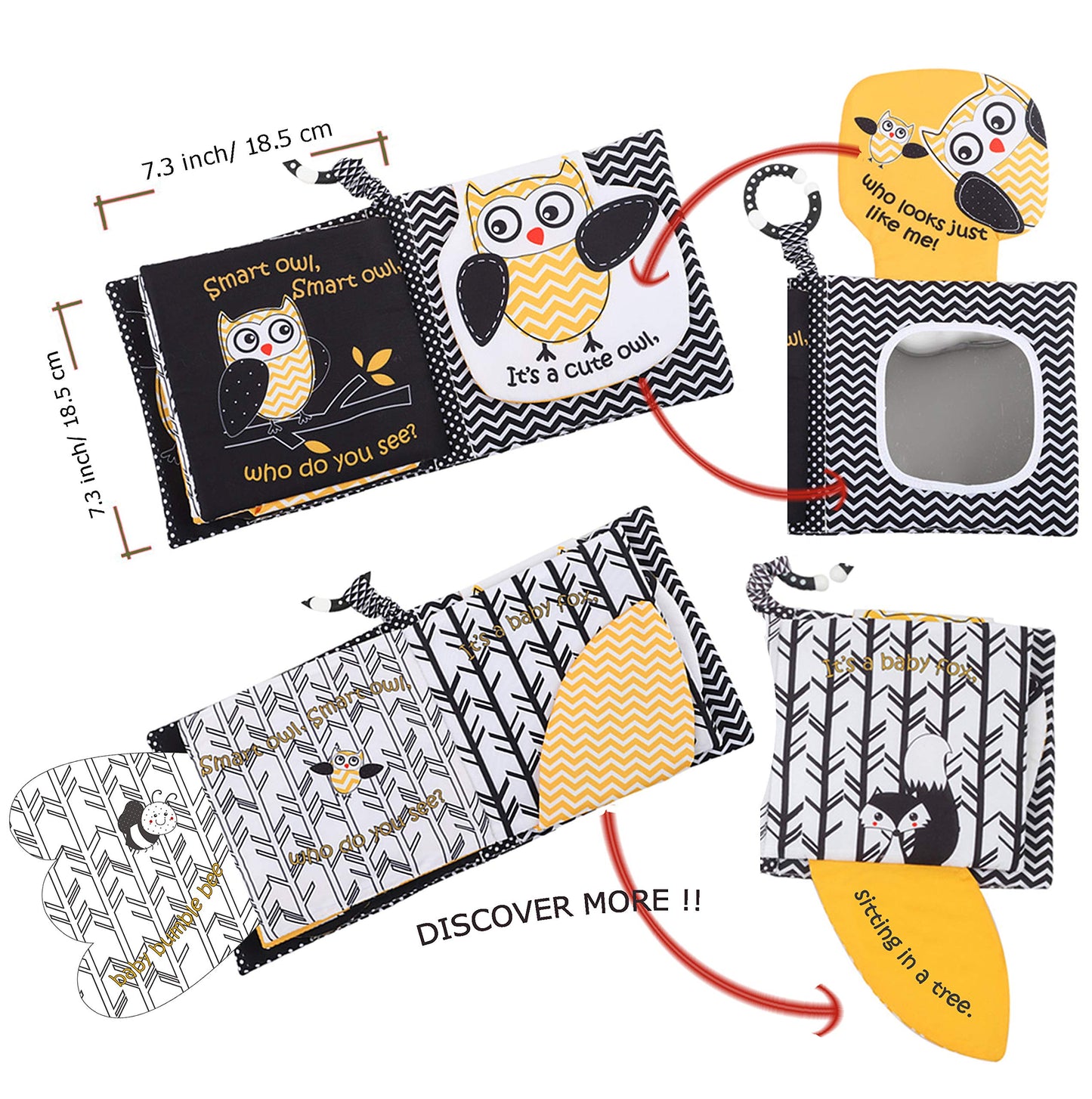 Fish Baby Crinkle Books & Owl Newborn Toys Infant Toys for Babies Infants 0-6, 6-12 & 12-18 Months, Books for 1 Year Old