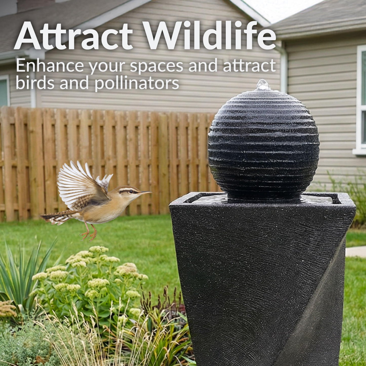 Sunnydaze 32-Inch Outdoor Solar Water Fountain - Backyard Water Fountain with Solar Battery Backup and LED Light for Garden, Patio, Yard or Balcony
