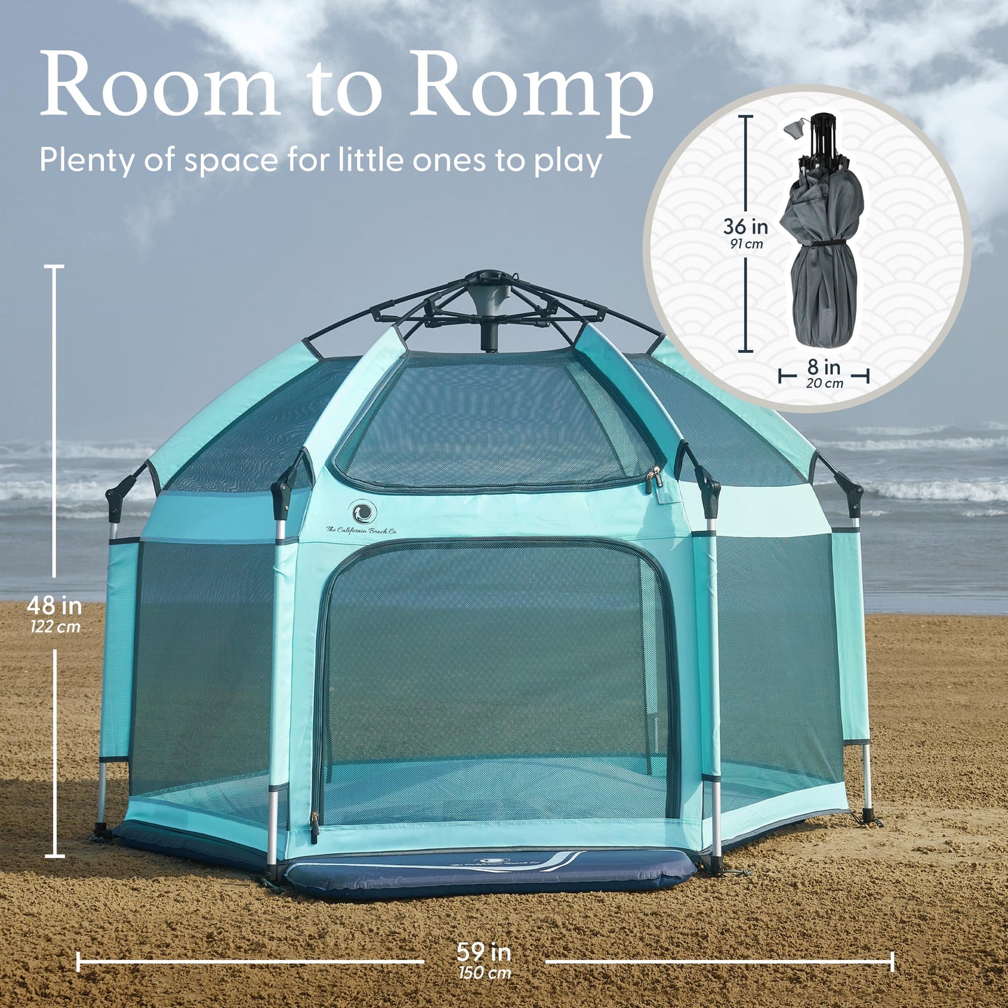 POP 'N GO PLAYPEN - Indoor & Outdoor Baby Playpen for Babies and Toddlers - Baby Beach Tent, Foldable, Portable W/Canopy, Travel Bag, & Mosquito Net - Pop Up Pack and Play Tent (Sweet Mint)