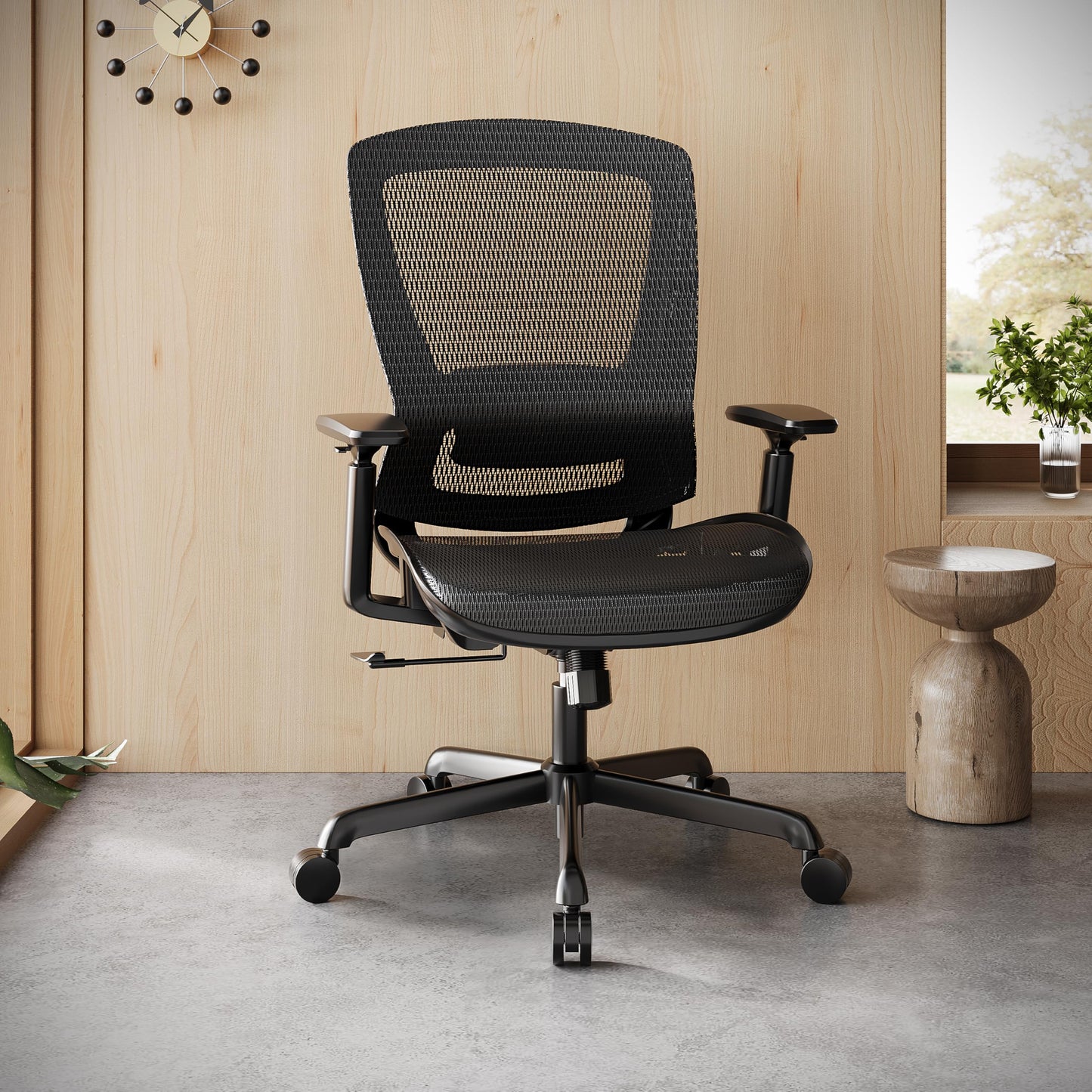 ELABEST Mesh Office Chair,Ergonomic Computer Desk Chair,Sturdy Task Chair- Adjustable Lumbar Support & Armrests,Tilt Function,Comfort Wide Seat,Swivel Home Office Chair (Black)