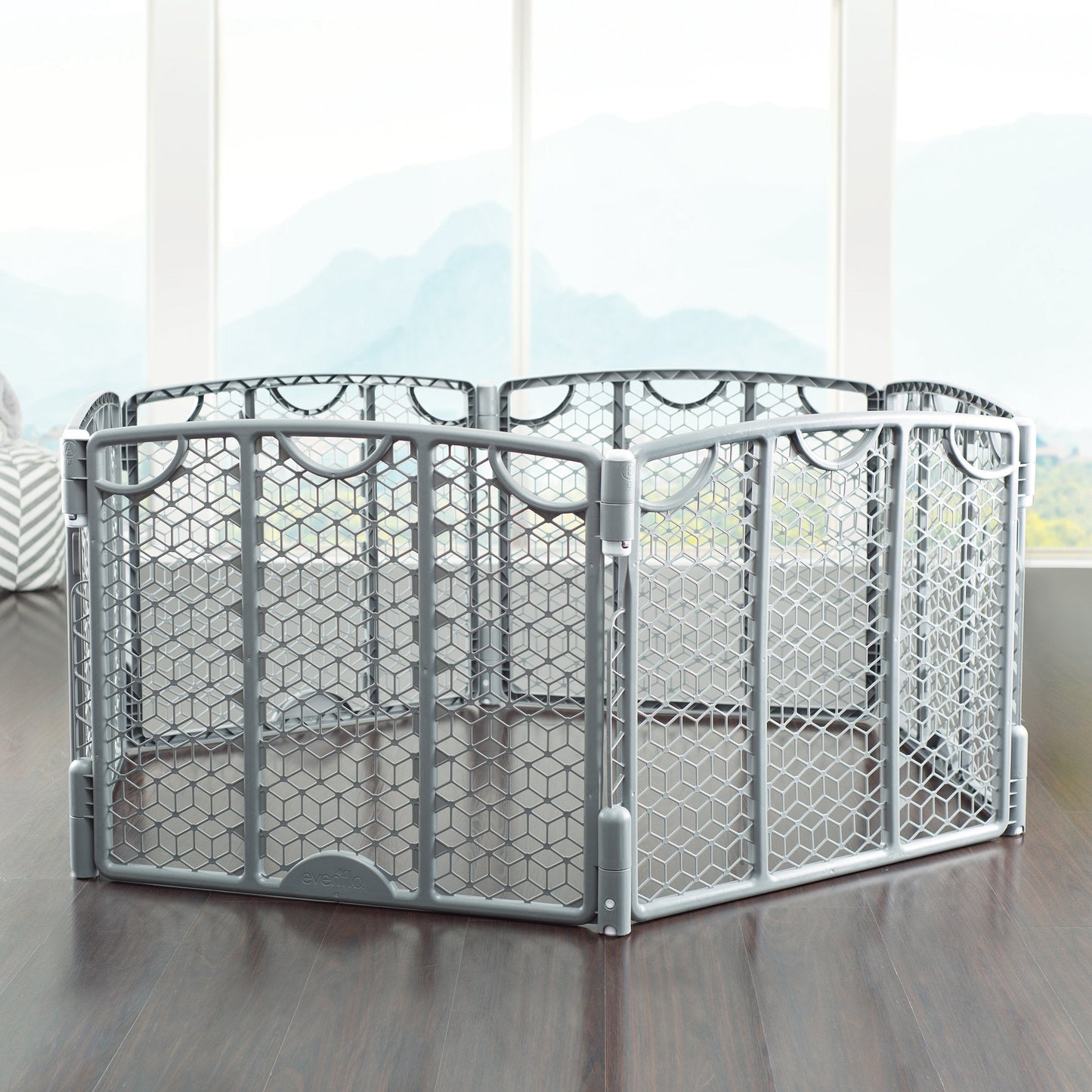 Evenflo Versatile Play Space Adjustable Play Area, 6-Panel (Cool Gray)