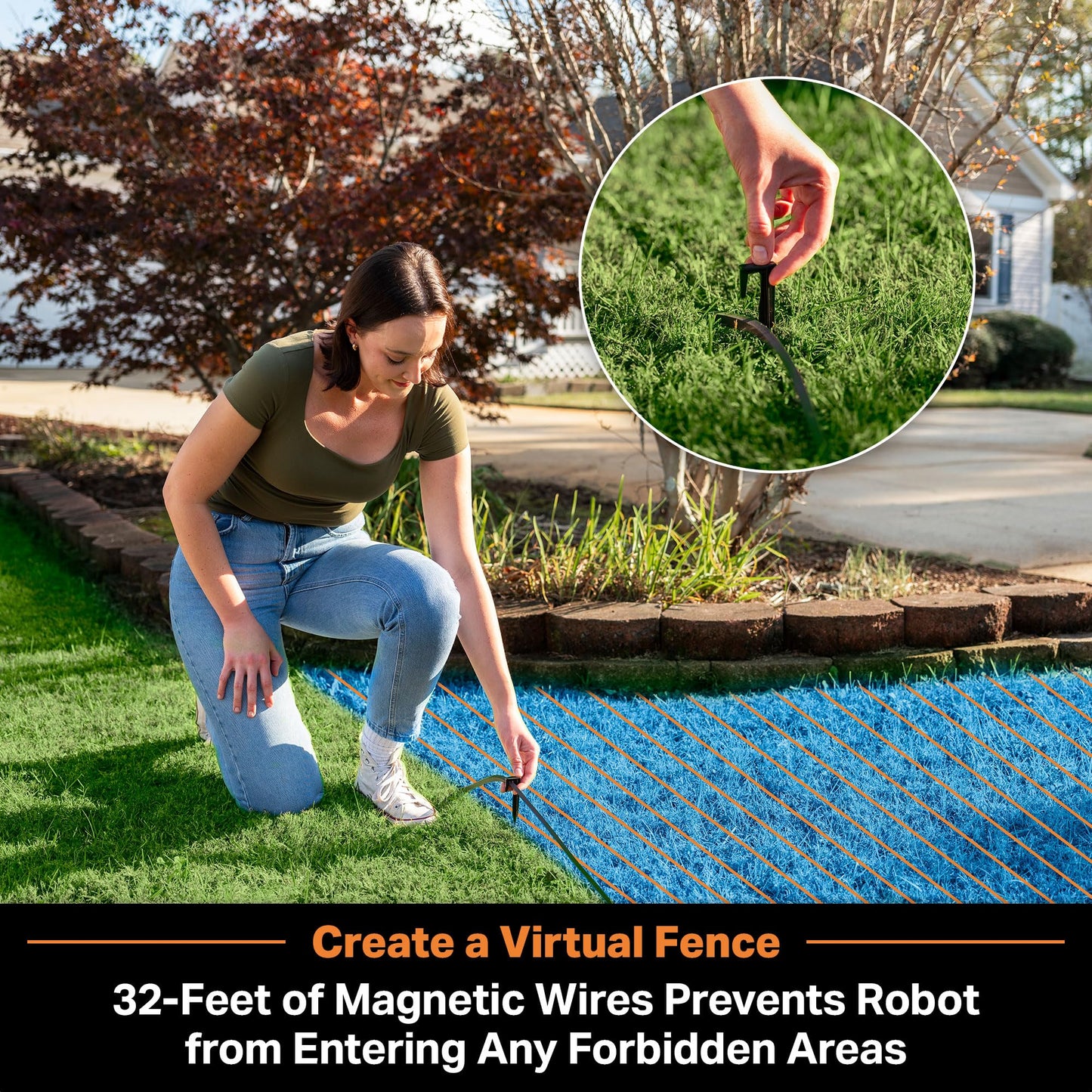 LawnMaster OcuMow™ VBRM701YAMIDR Perimeter Wire Free Robot Lawn Mower Cuts 1/6 Acre Optical Navigation,Obstacle Avoidance Auto-Charging Station, No Go Function, WiFi & Bluetooth Connection APP Control