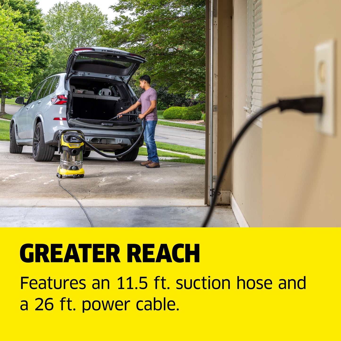 Kärcher Shop Vacuum WD 6 P S, 7.9 Gal, 6.2 Peak HP, 37 ft Reach, Wet Dry Vacuum Cleaner, Heavy Duty, Blower Function, Crevice Tool, Floor Nozzle Great for DIY Projects and Workshops