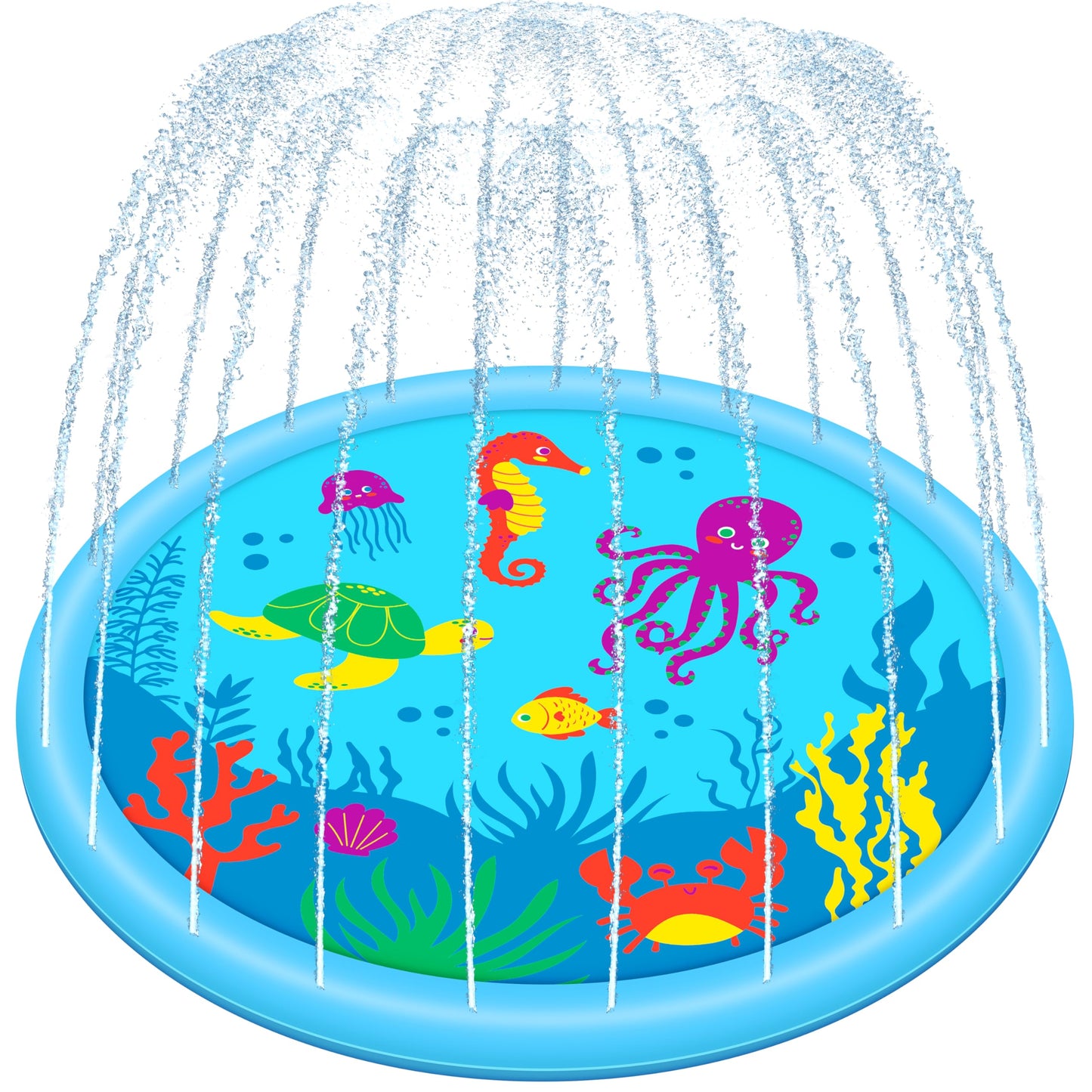 SLOOSH 60" Splash Pad Water Toys - Sprinkler Mat for Toddler Kids Baby Play Water Games Pool Fun, Summer Outdoor Garden Lawn Backyard Party Supplies Gifts for Boys Girls (Sea Themed)