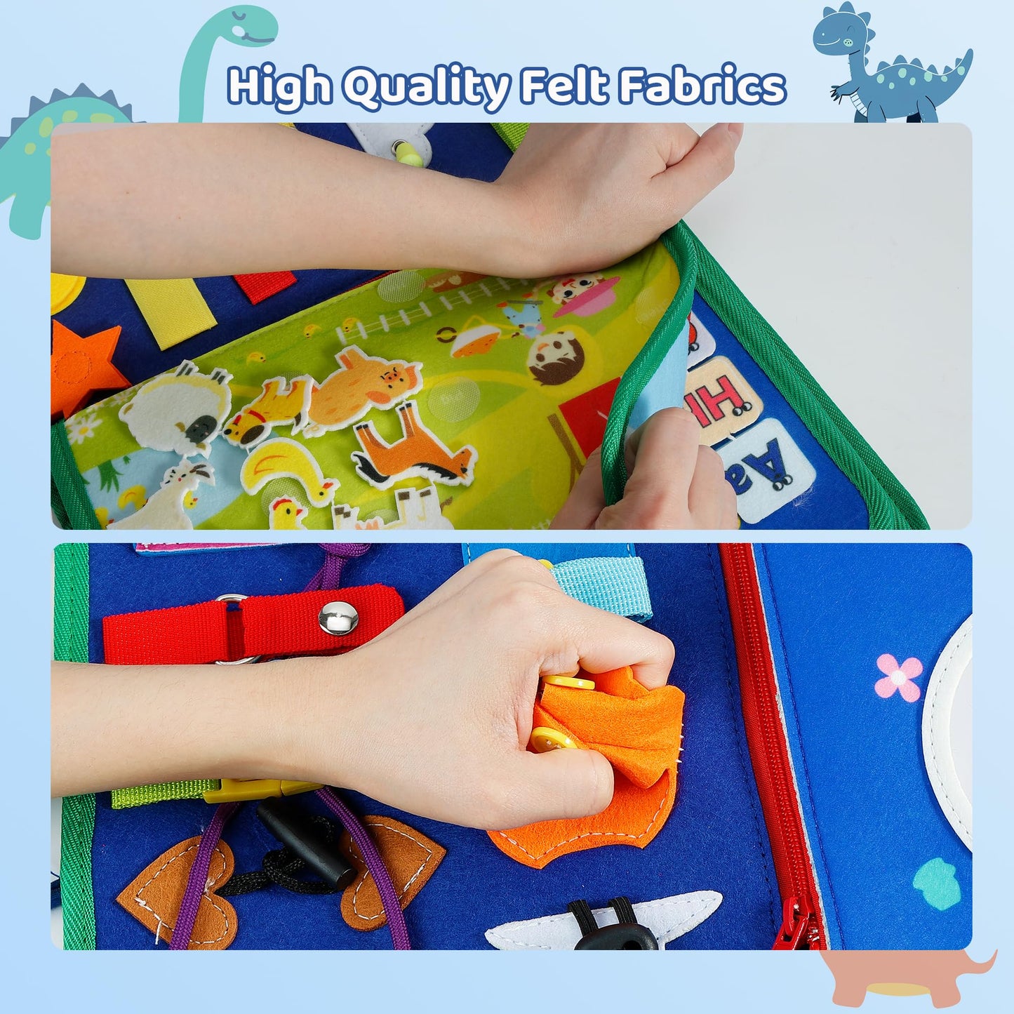 Tilhumt Montessori Screwdriver Board Set with 8 in 1 Toddler Busy Board Book, for 3-5 Toddlers for Travel Quiet Learning Sensory Toys, Felt Busy Book for Baby Educational Activities Fine Motor Skills