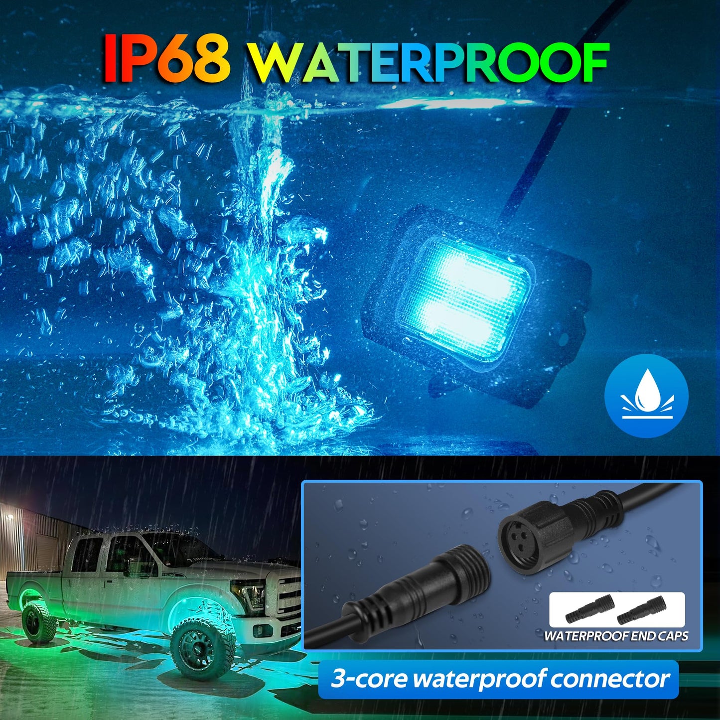 MICTUNING C2 Max RGB+IC Chasing Color LED Rock Lights - 12 Pods Underglow Lighting Kit, Dynamic Lighting Modes, Extensible Up to 24 Pods with Stable APP Control, IP68 Waterproof, DIY Effect