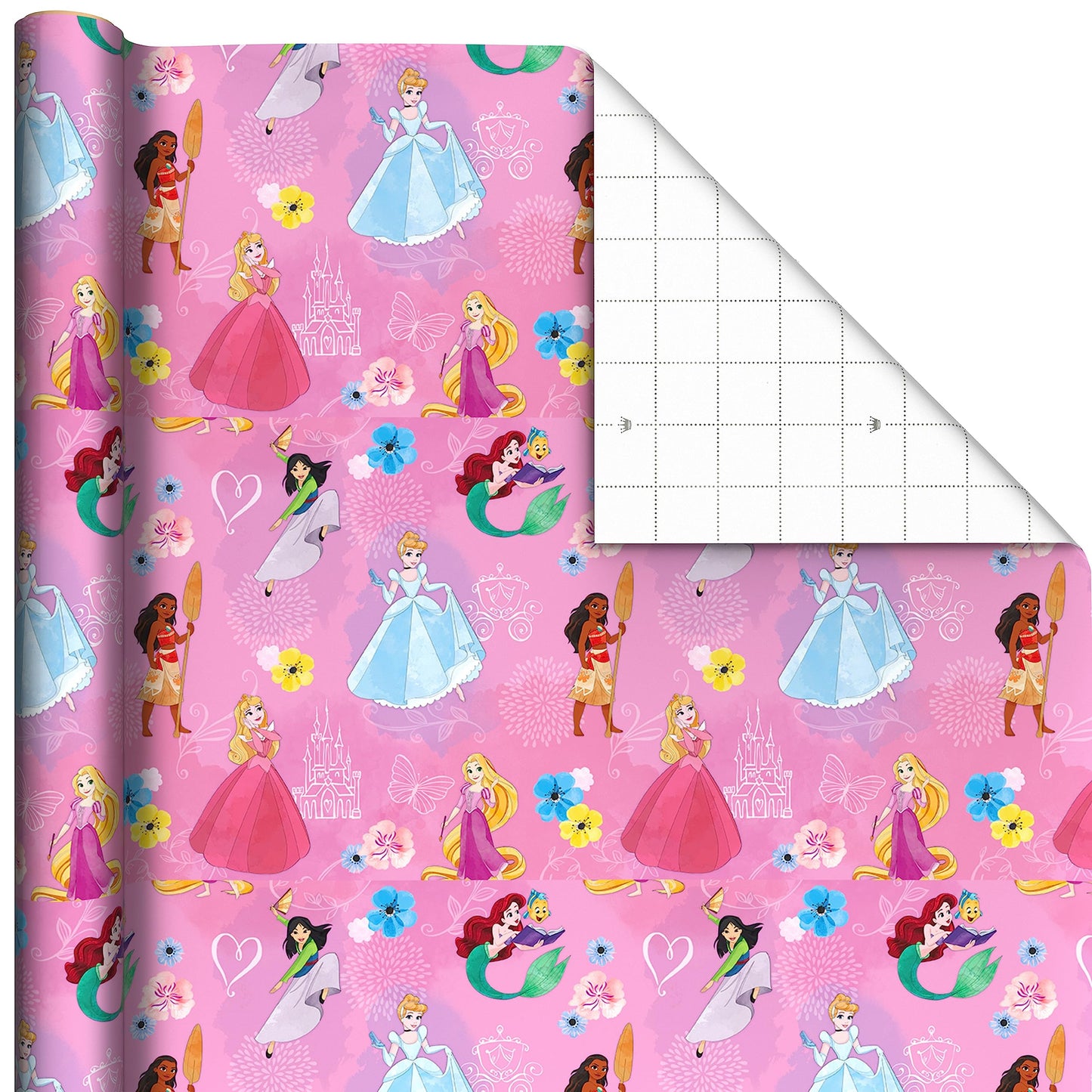 Hallmark Disney Princess and Frozen Wrapping Paper with Cutlines on Reverse (3 Rolls: 60 Square Feet Total) for Birthdays, Christmas, Valentine's Day