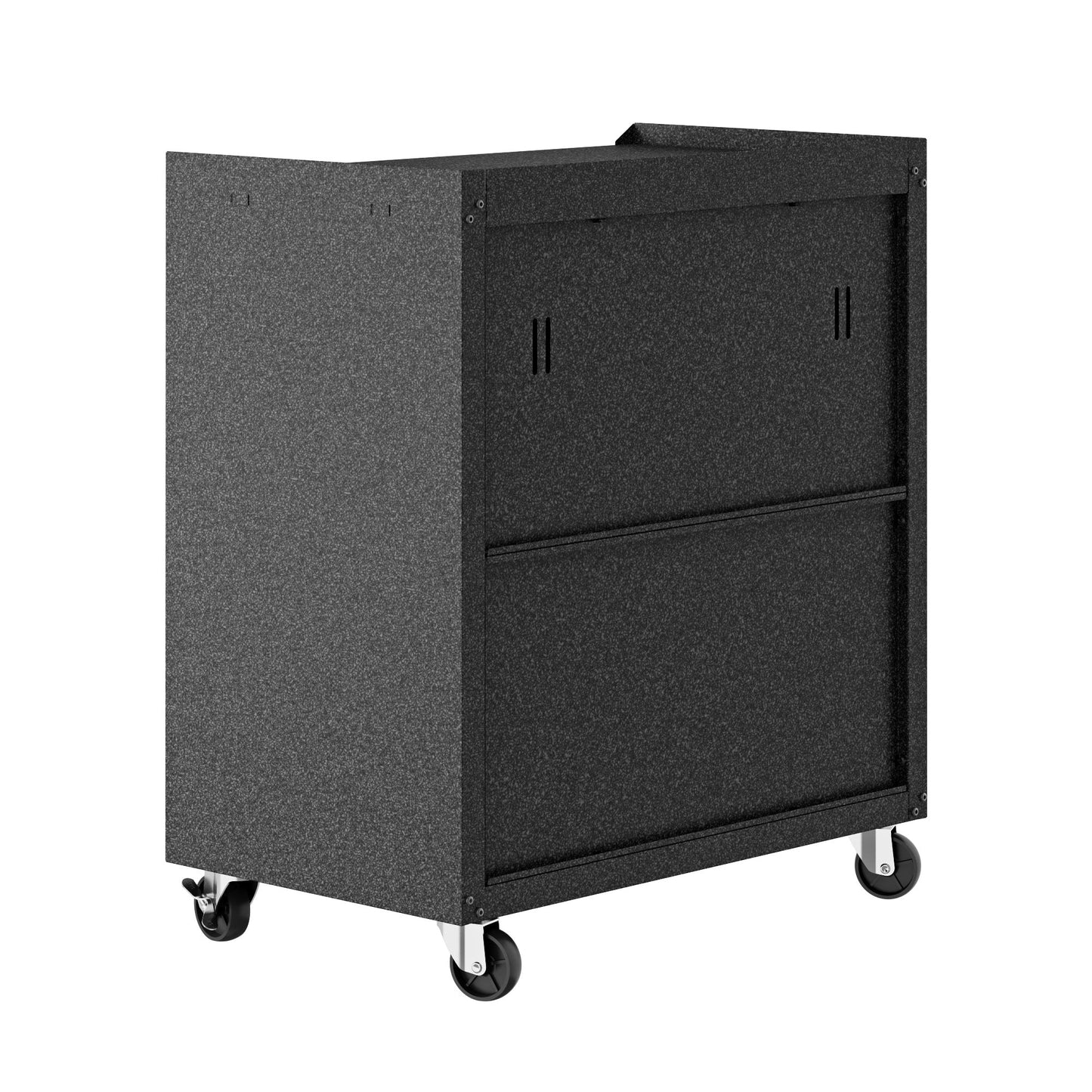 Manhattan Comfort Fortress Textured Metal 31.5" Garage Mobile Cabinet with 1 Full Extension Drawer and 2 Adjustable Shelves, Black/Gray
