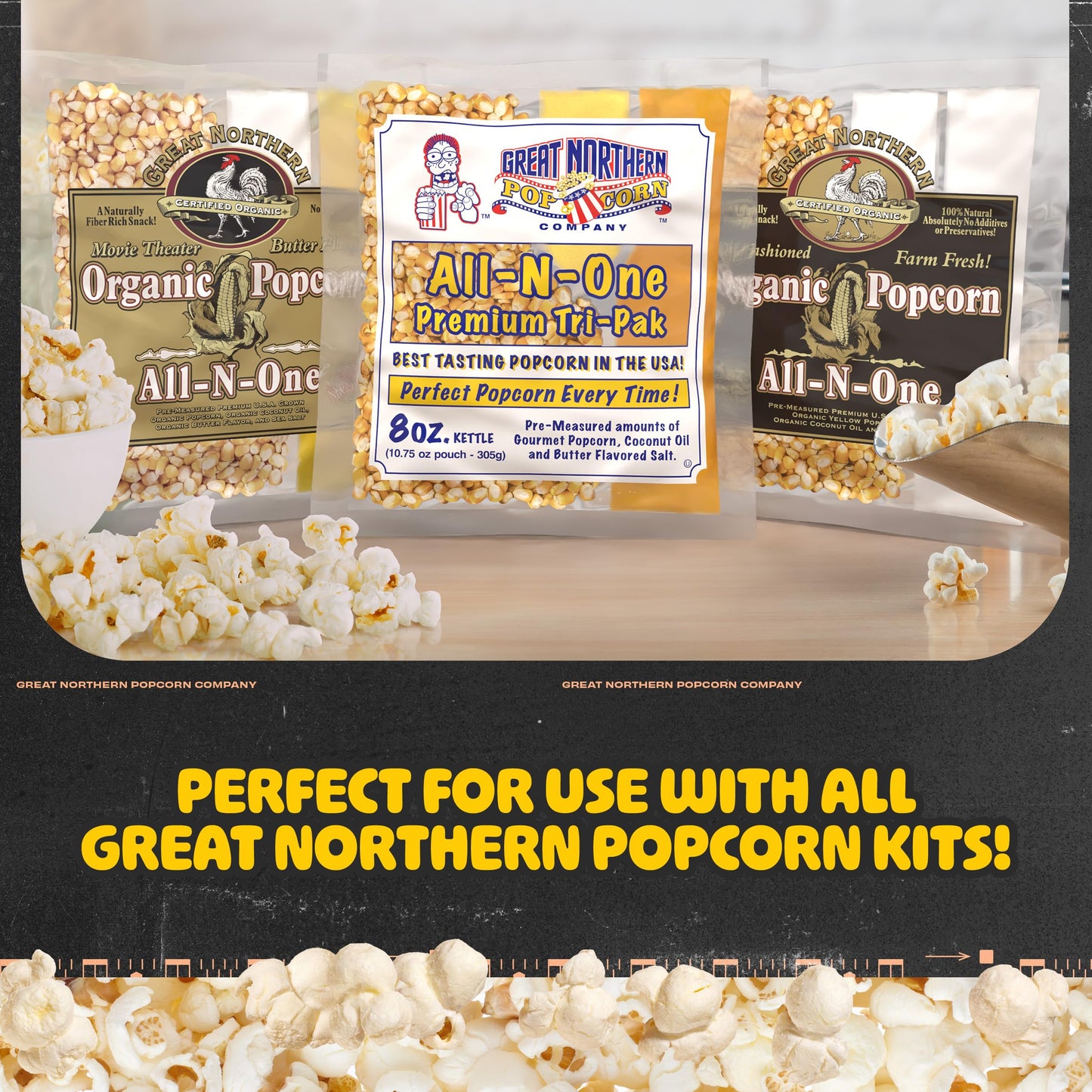 Matinee Popcorn Machine and Cart – 3 Gallon Popcorn Popper, 8oz Kettle, Warmer, and 5 All-In-One Kernel Packs by Great Northern Popcorn (Red)