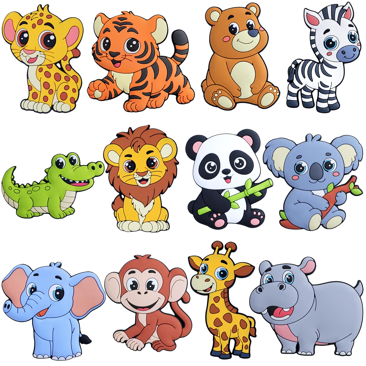 12PCS Fridge Magnets for Toddlers Cute Wild Animals Refrigerator Magnets Large Full Back Magnetic Animal Decorative Fridge Magnets Funny Rubber Magnetic Gift for Refrigerator Whiteboard Cruise Door