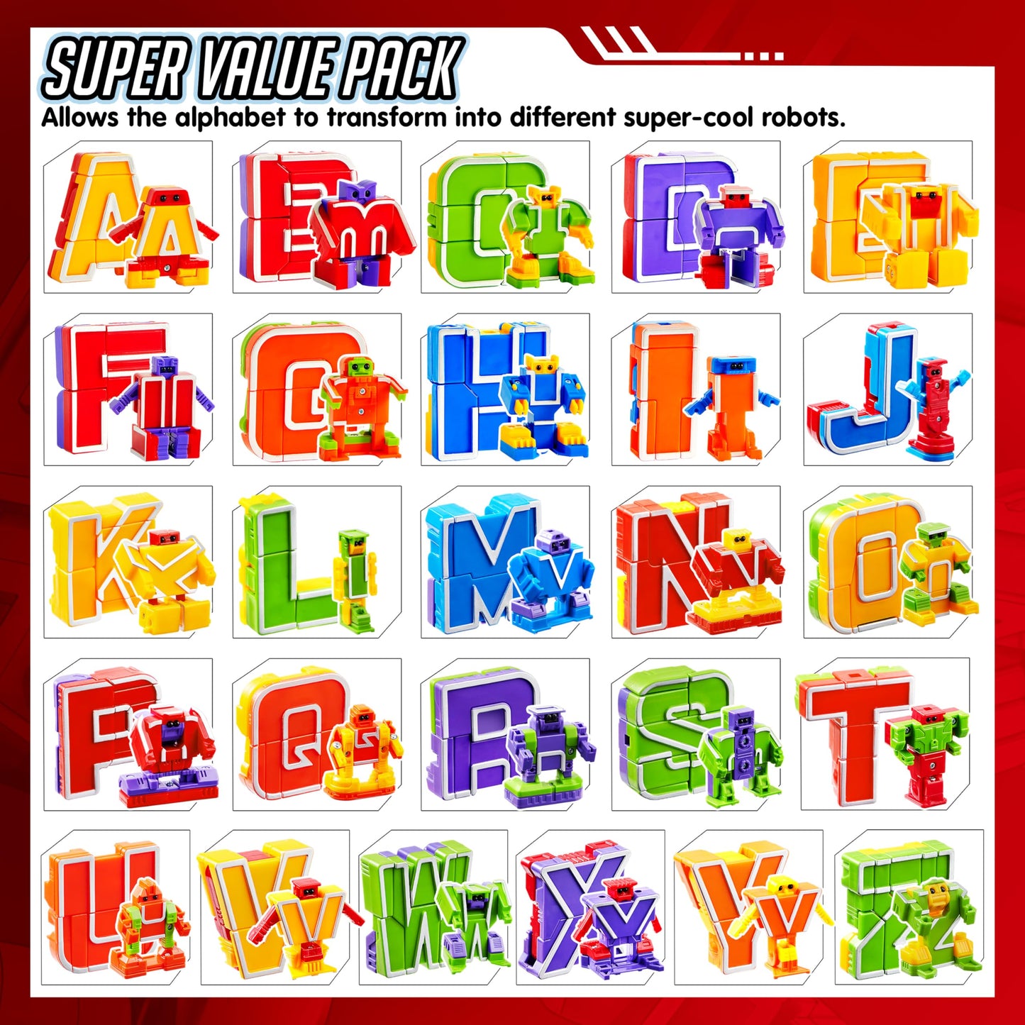 JOYIN Alphabet Robots Toys for Kids, ABC Learning Toys, Alphabots, Letters, Toddlers Education Toy, Carnival Prizes, Treasure Box and Prize for Classroom, Birthday Gift for Kids 3 4 5 6 7 8