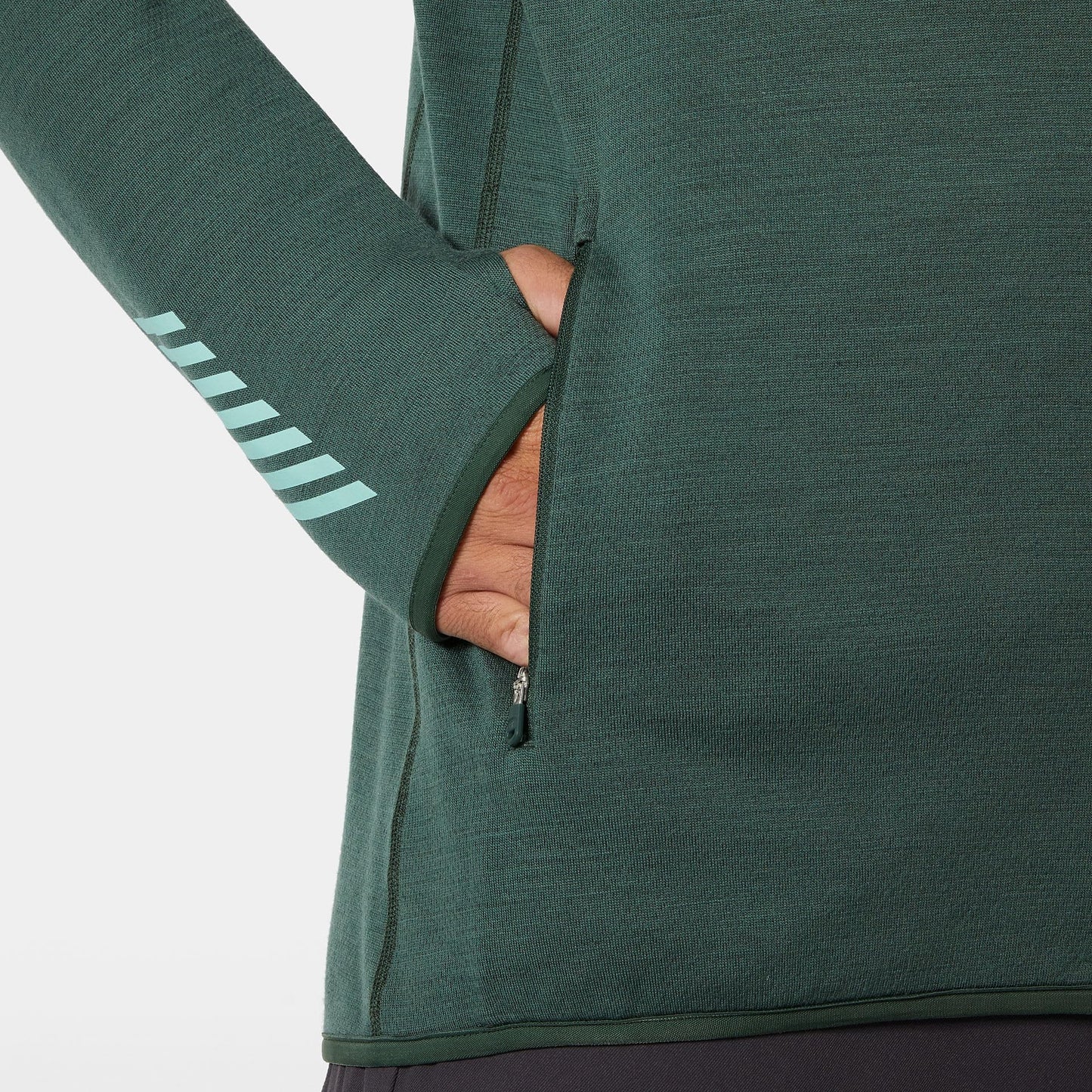 Helly-Hansen LIFA Merino Midlayer for Men - Warm & Breathable Wool Blend Pullover, Ideal for Outdoor Activities & Layering, 390 Jungle Green - L