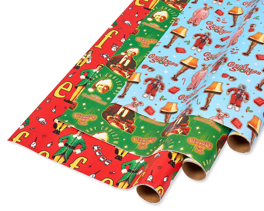 American Greetings 105 sq. ft. Christmas Wrapping Paper Bundle, Classic Movies (3 Rolls 30 in. x 14 ft.)