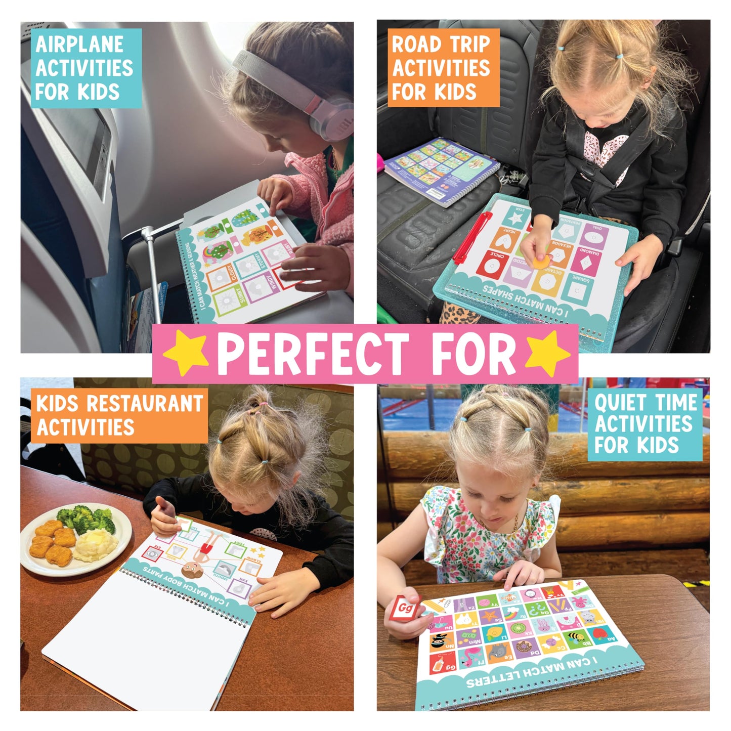 Hadley Designs My First Busy Book Toddlers 3-5, Montessori Preschool Learning Activities Age 4-5, 174 Pcs Velcro Busy Book, Travel Toys Airplane Car Quiet Time, Sensory Toys, Pre K Graduation Gifts