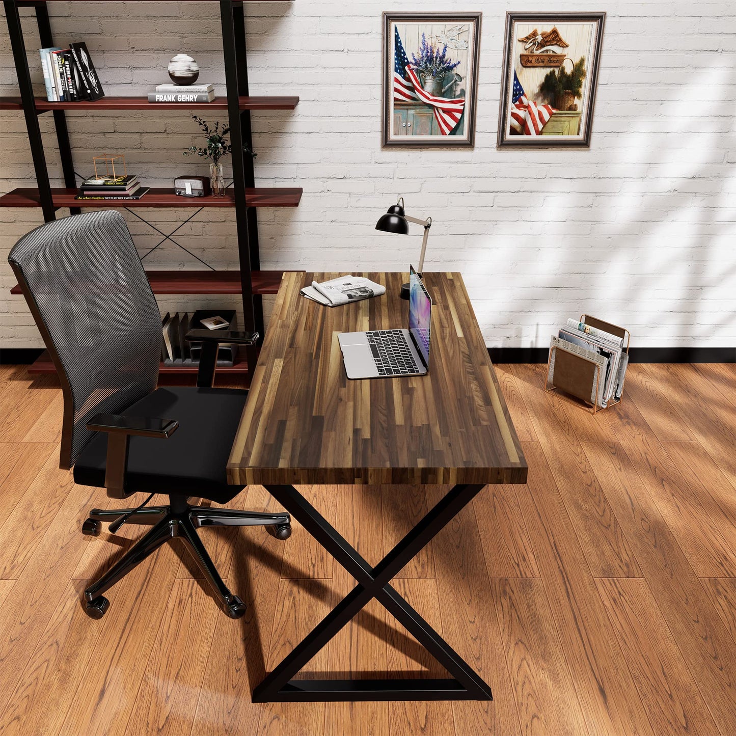 CONSDAN Butcher Block Counter Top, Walnut Solid Hardwood Countertop, Wood Slabs for Kitchen, Reversible, Both Side Polished, Prefinished with Food-safe Oil, 1.5" Thickness, 24"x25"