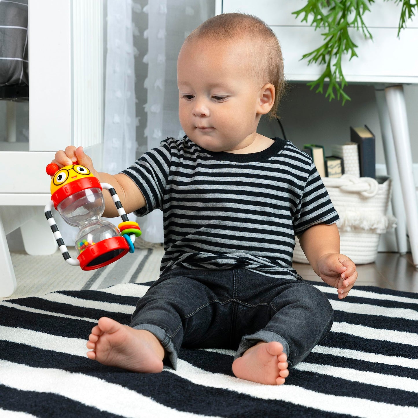 Baby Einstein Cal’s Sensory Shake-up Developmental Activity Rattle Toy, BPA Free, for Infants Ages 3 Months and up