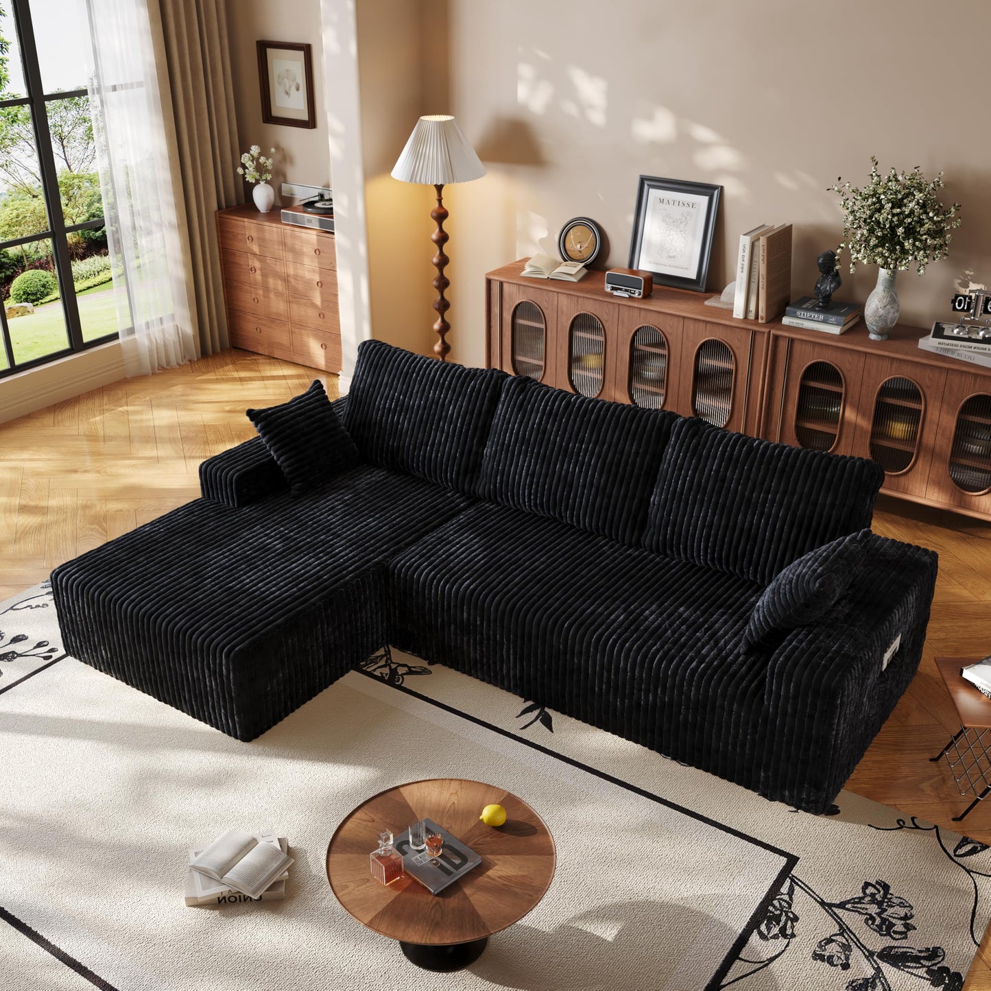 108" Cloud Sectional Couch with L-Shape Chaise,4 Seat Modern Modular Sofa with Deep Seat,Upholstered Couches for Living Room Bedroom, Boneless Couch