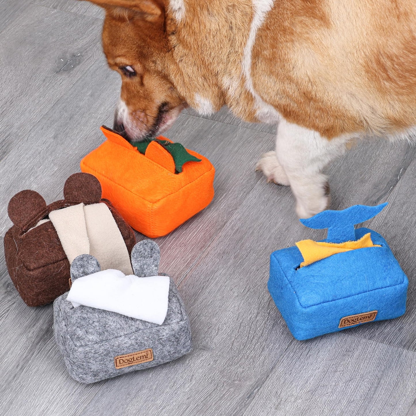 ETIAL Dog Puzzle Toys | Treat Dispensing Toys | Tissue Box Snuffle Sniffing Toys | Hide and Seek Interactive Toys for Dogs Grey