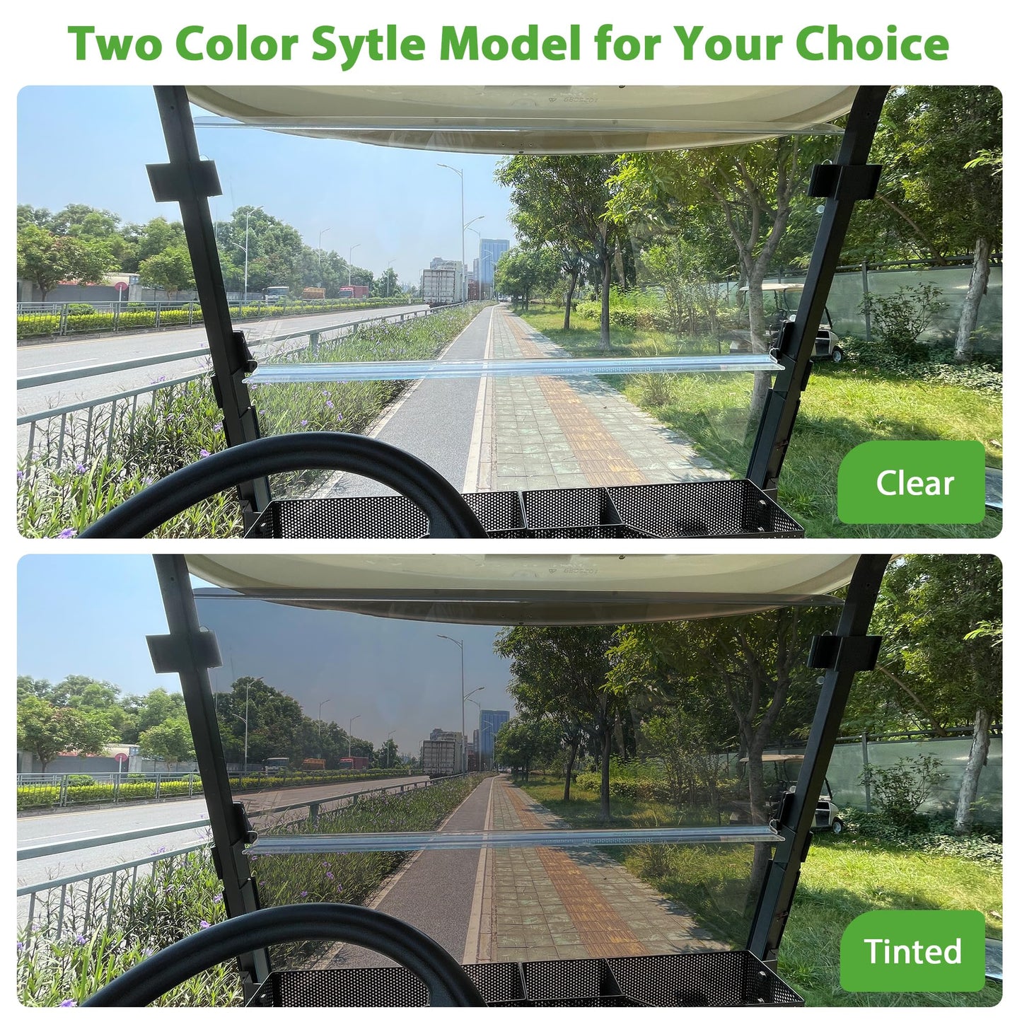 10L0L Golf Cart Windshield for Club Car Precedent 2004-Up, Onward and Tempo 2017-up Gas or Electric, Clear/Tinted Windshield Fold Down Impact Resistant - 37.5" W X 33.6" H