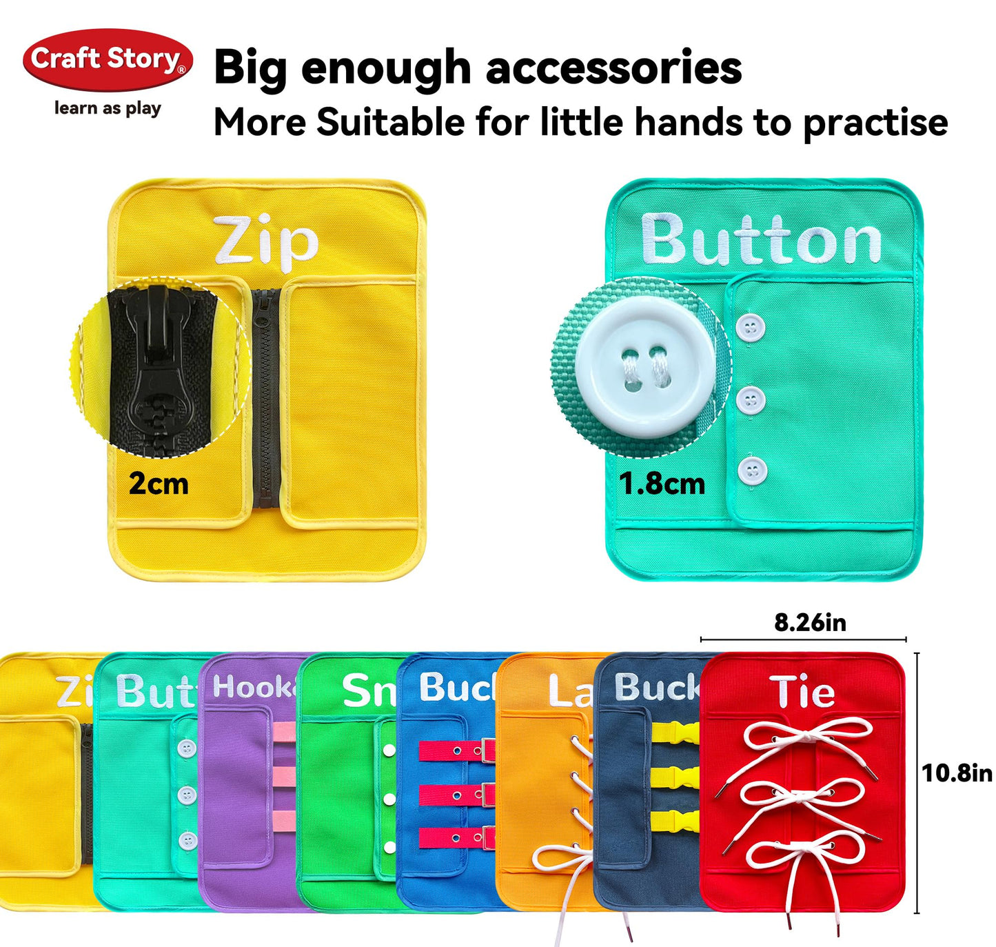 Craftstory Toddlers Montessori Toys Busy-Board for 3 4 5 Year Girls Boys Gifts, Sensory Basic-Life-Kills Shoe-Tying Practice for Kids Fine-Motor Skill Toys Teacher Resoures Preschool Classroom