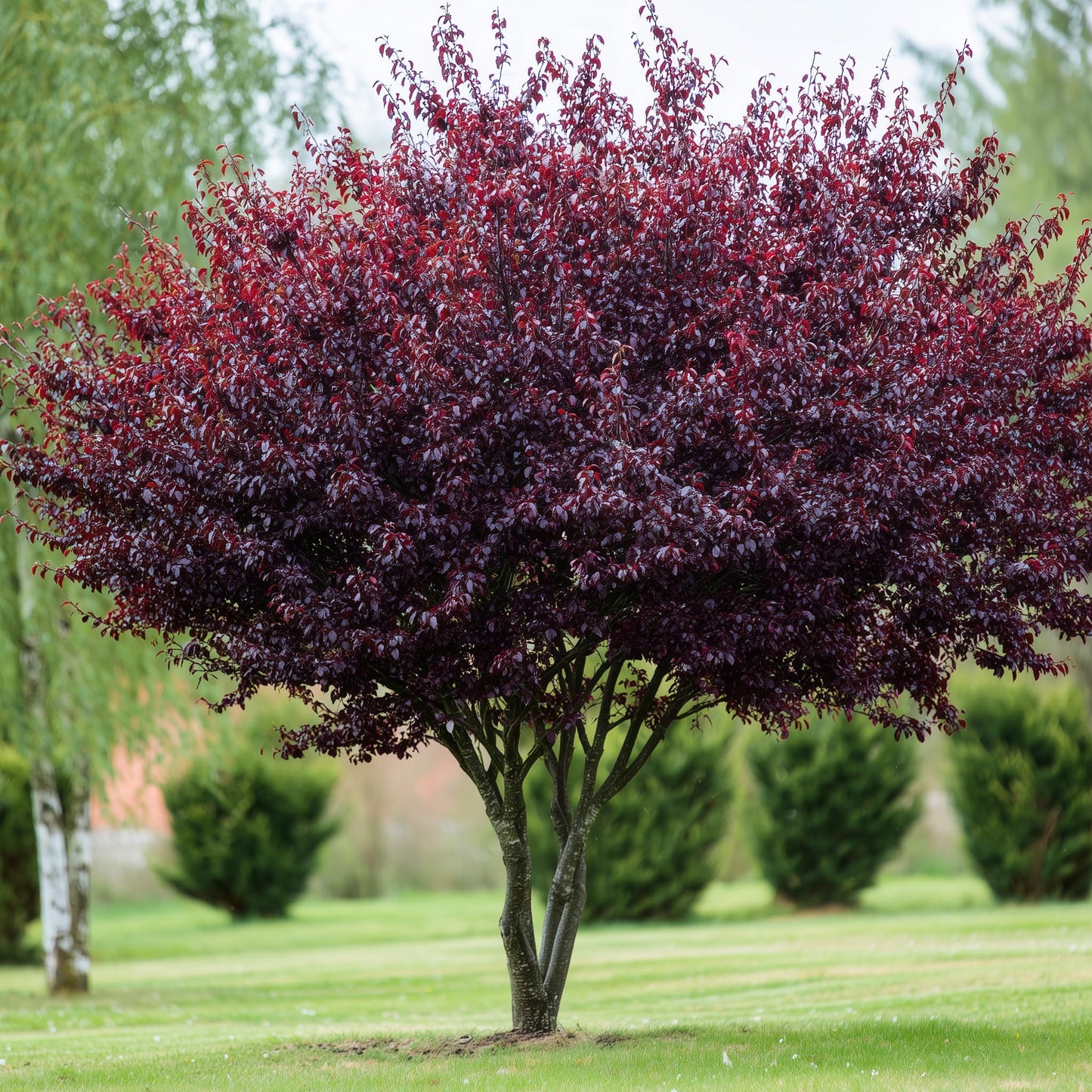 2 Purpleleaf Sand Cherry Shrubs/Trees - 24-36" Tall Live Plants - Purple Leaf Cistena Plum Bushes - Prunus x cistena - (2 Pack)